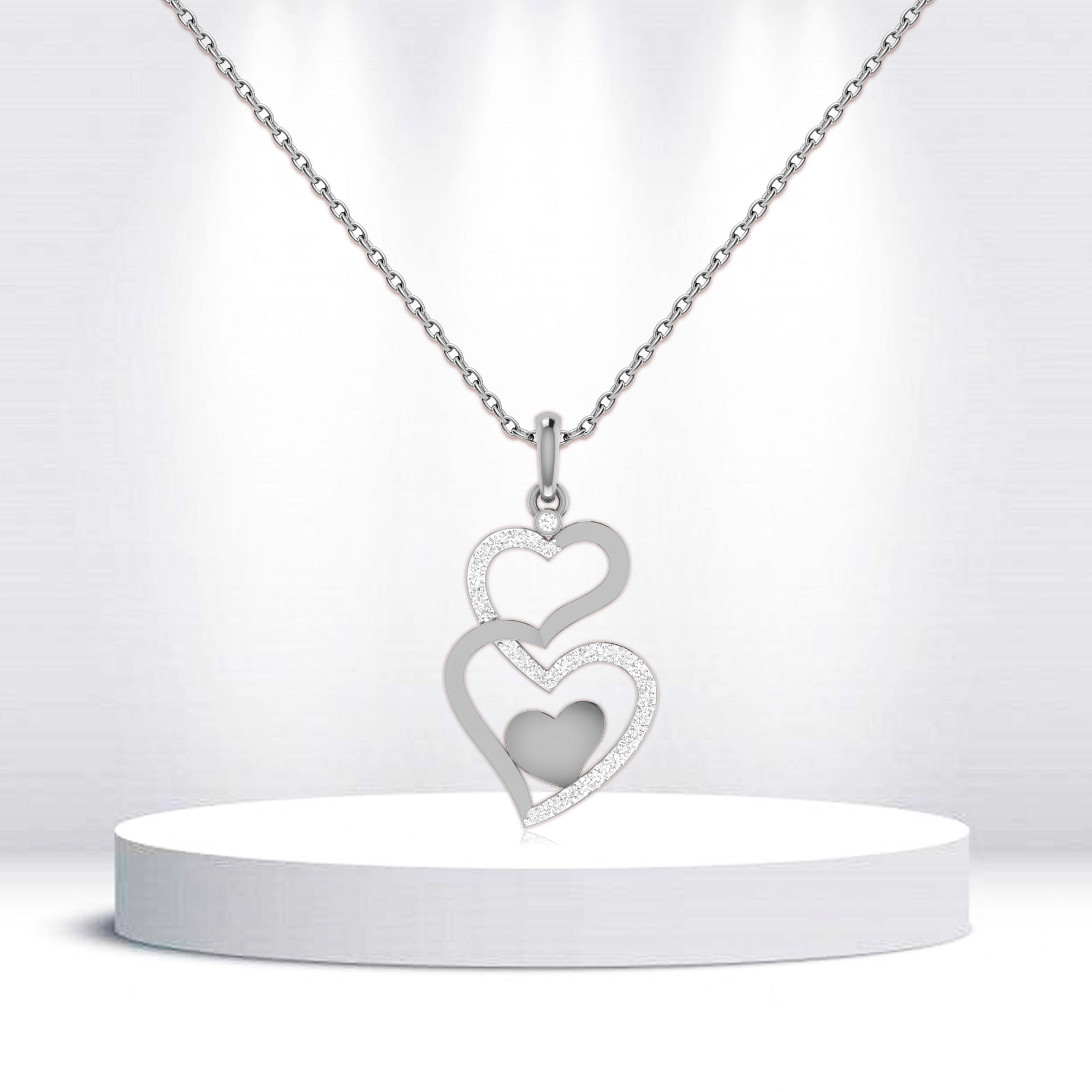 Triple Heart Diamond Pendant