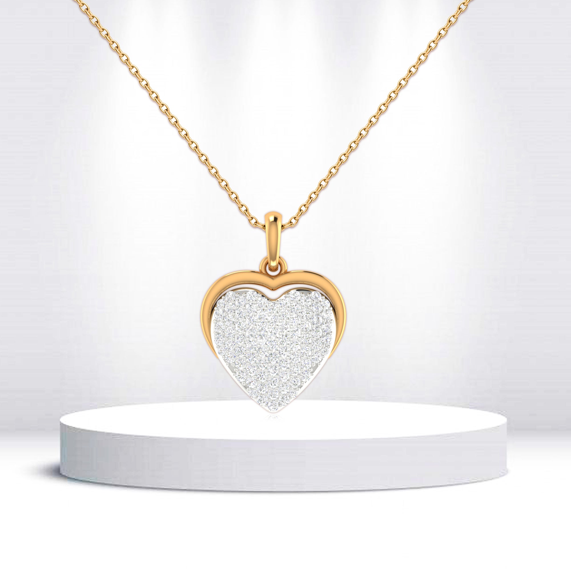 Gold Plated Heart Diamond Pendant