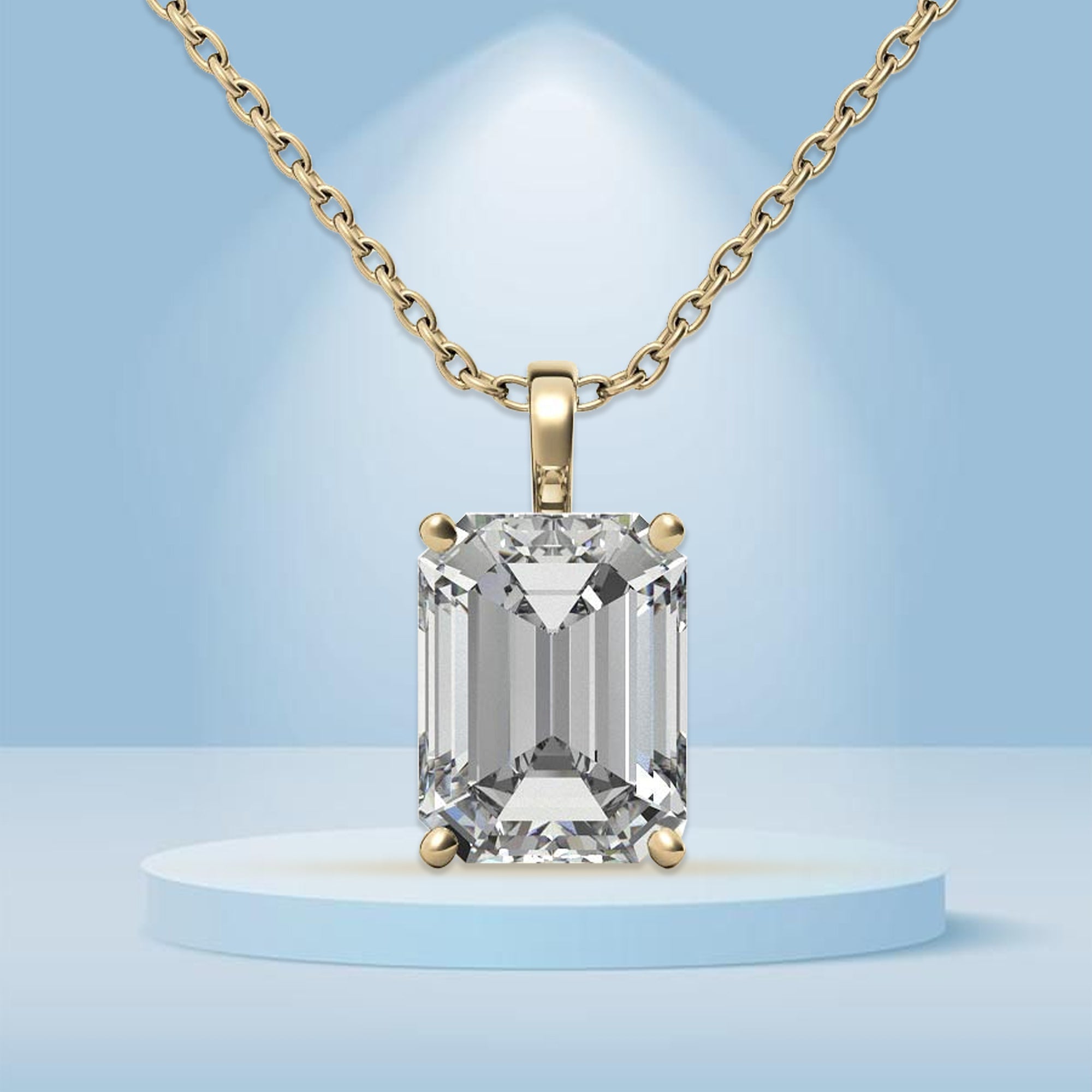 Emerald Cut Solitaire Pendant For Women