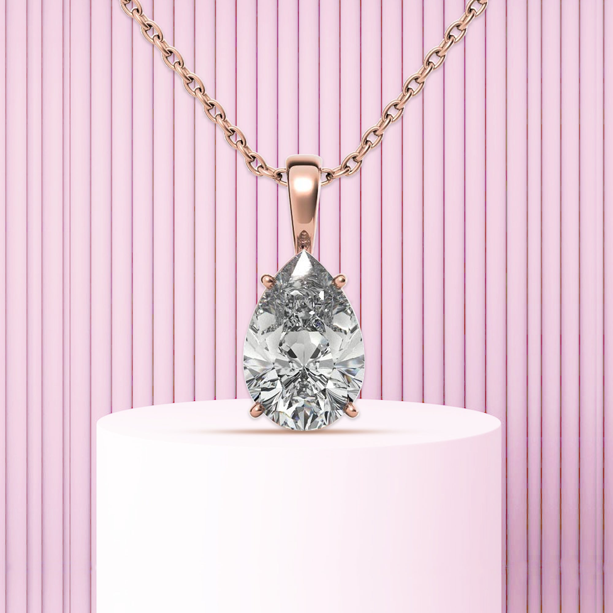 Rose Gold Plated Pear Cut Pendant
