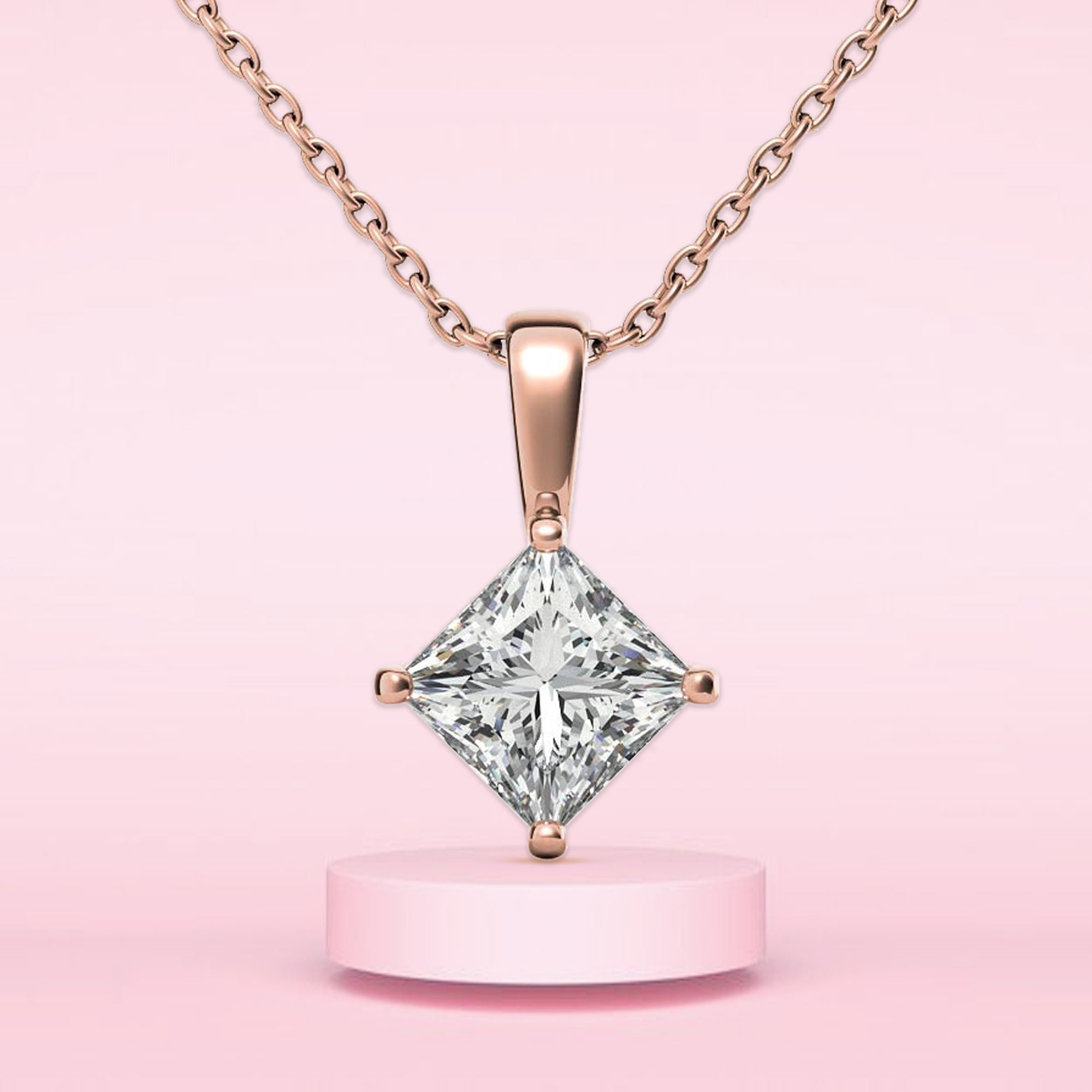 Princess Cut Sterling Silver Pendant