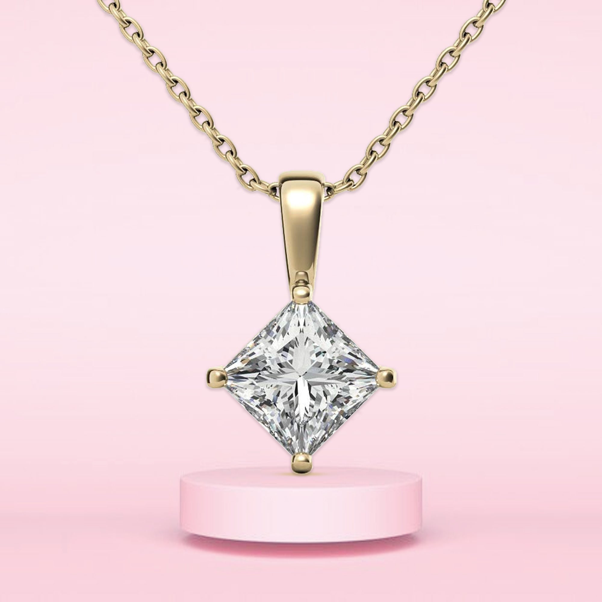 Princess Cut Sterling Silver Pendant