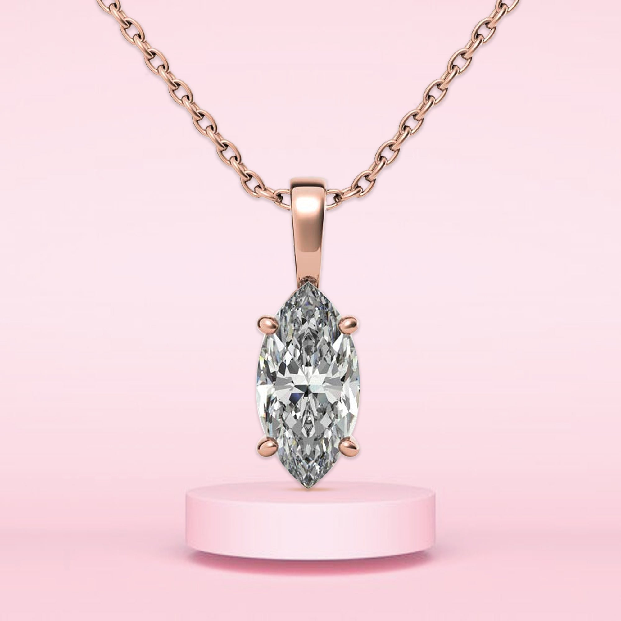Luxury Rose Gold Marquise Cut Pendant