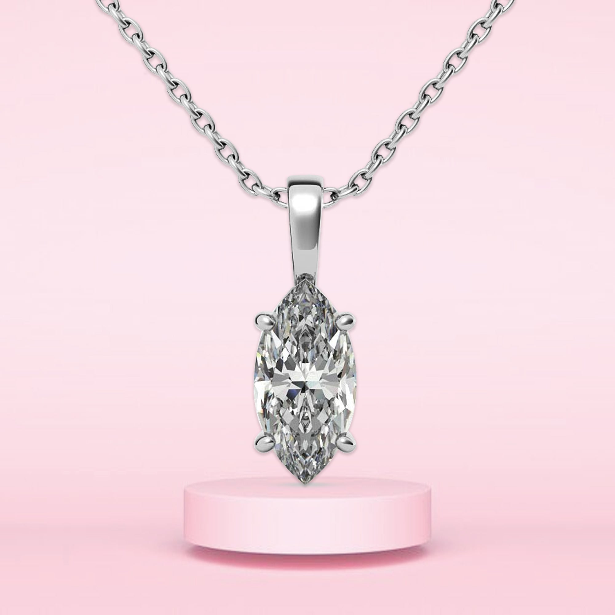 Luxury White Gold Marquise Cut Pendant
