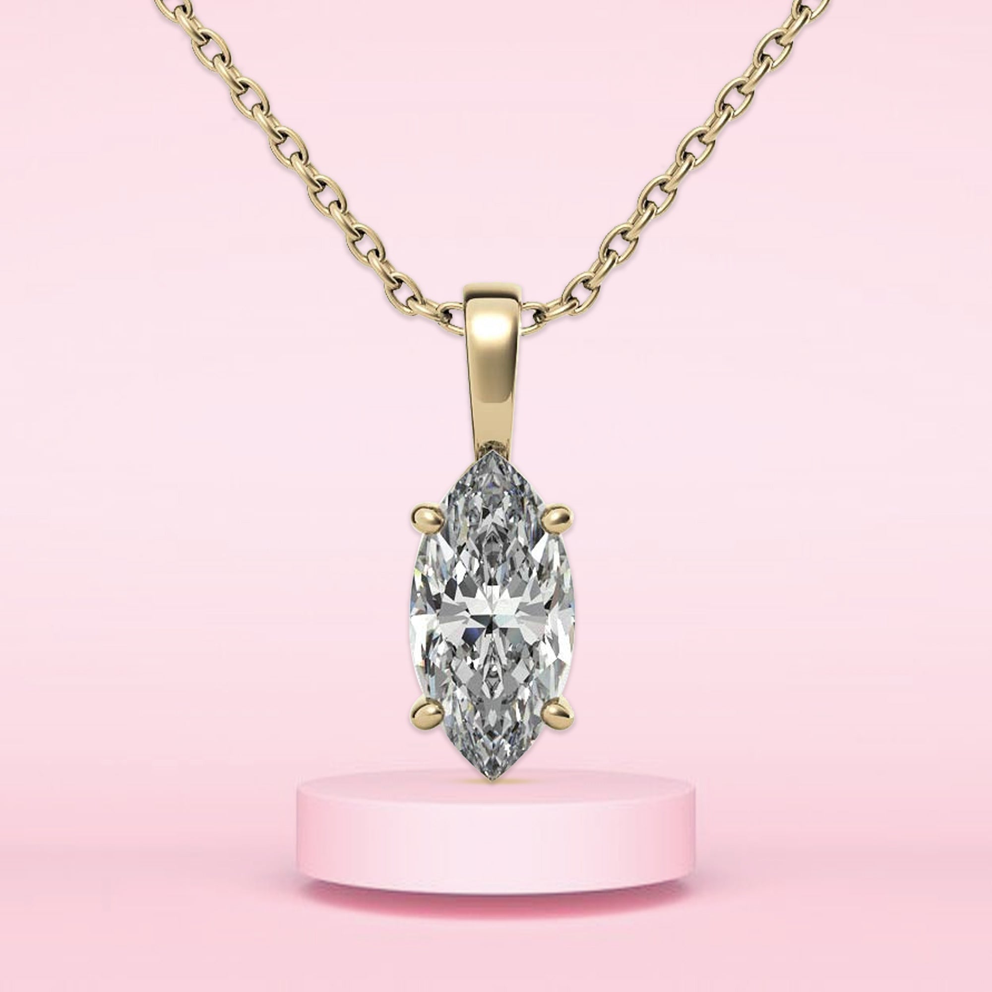 Luxury Yellow Gold Marquise Cut Pendant
