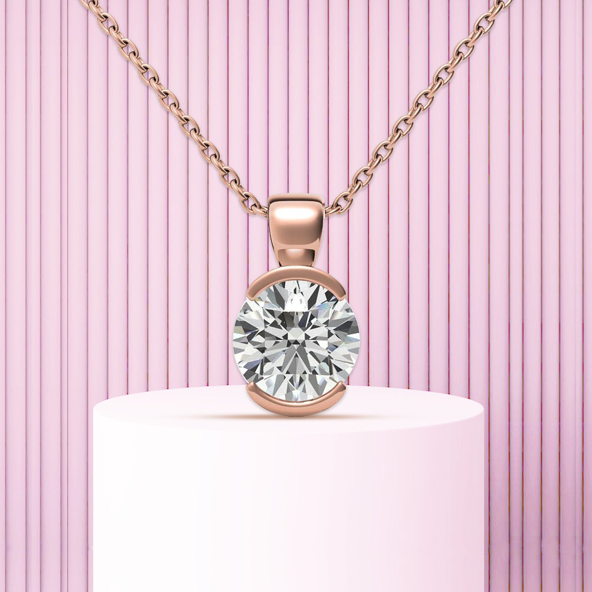 Rose Gold Plated Half Bezel Pendant