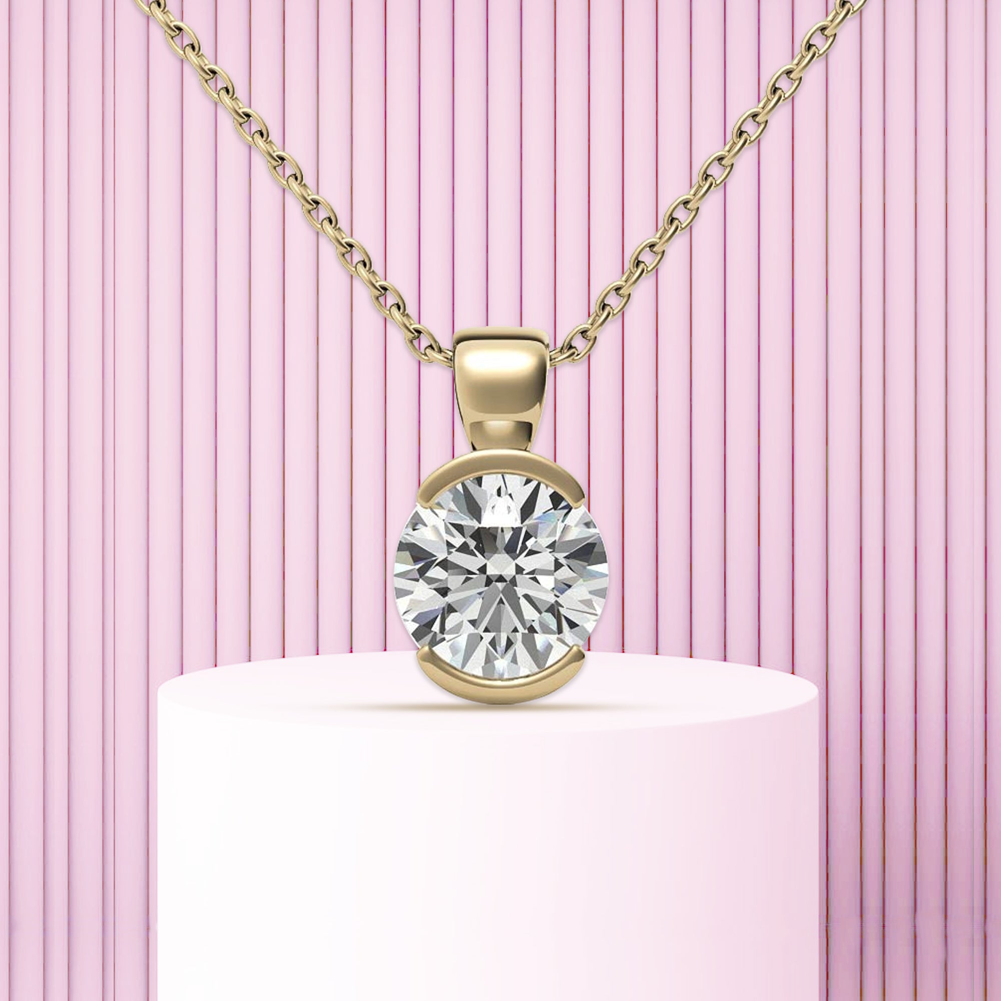 Yellow Gold Plated Half Bezel Pendant