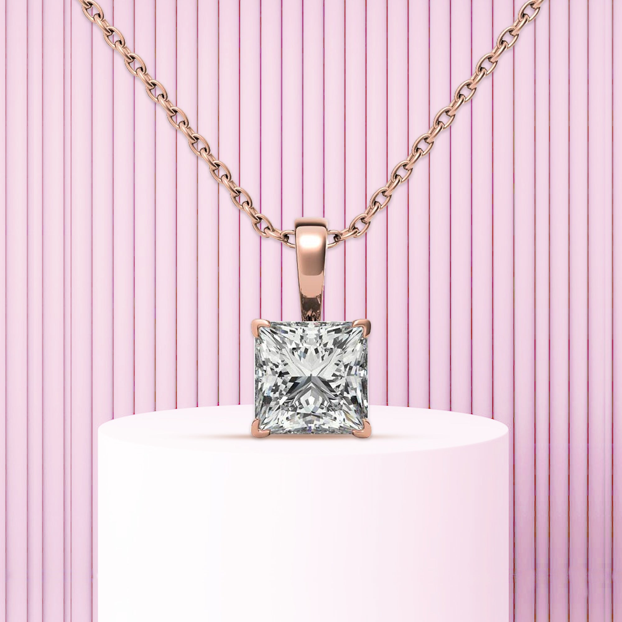 Sparkling Princess Cut Diamond Pendant