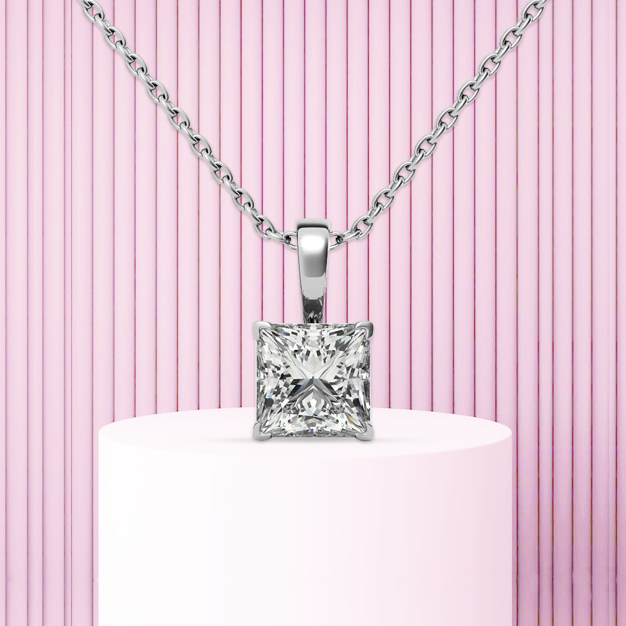Elegant Princess Cut Diamond Pendant
