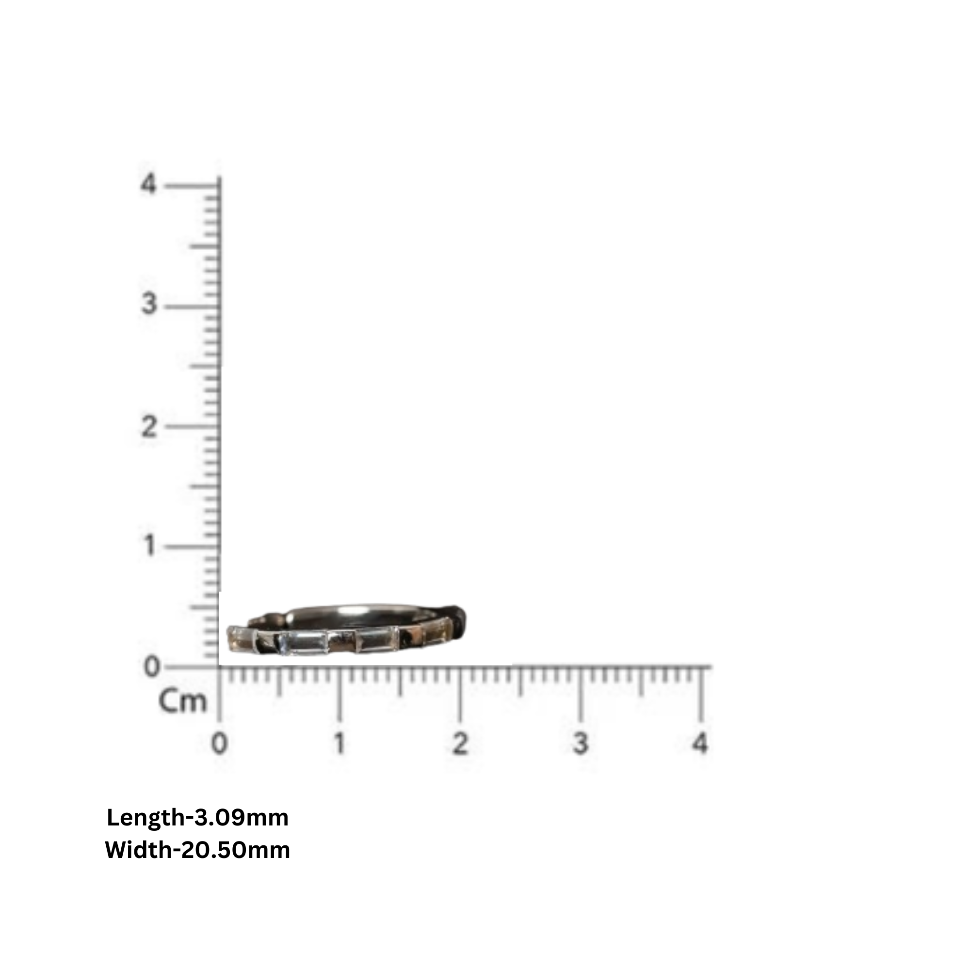 Baguette Cut Open Shank Silver Band