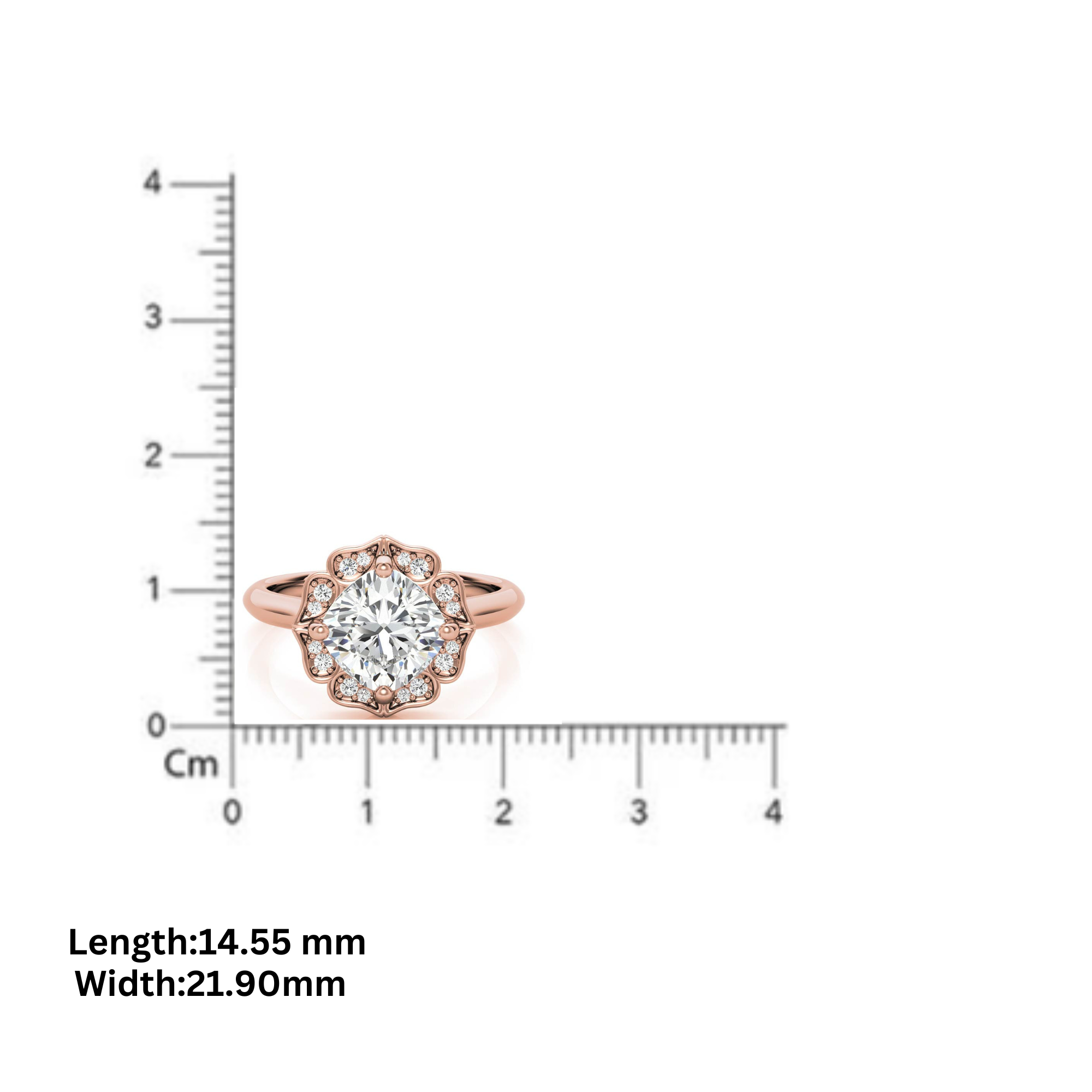 Adjustable Sterling Silver Elegant Rose Gold Floral Halo Diamond Engagement Ring For Women