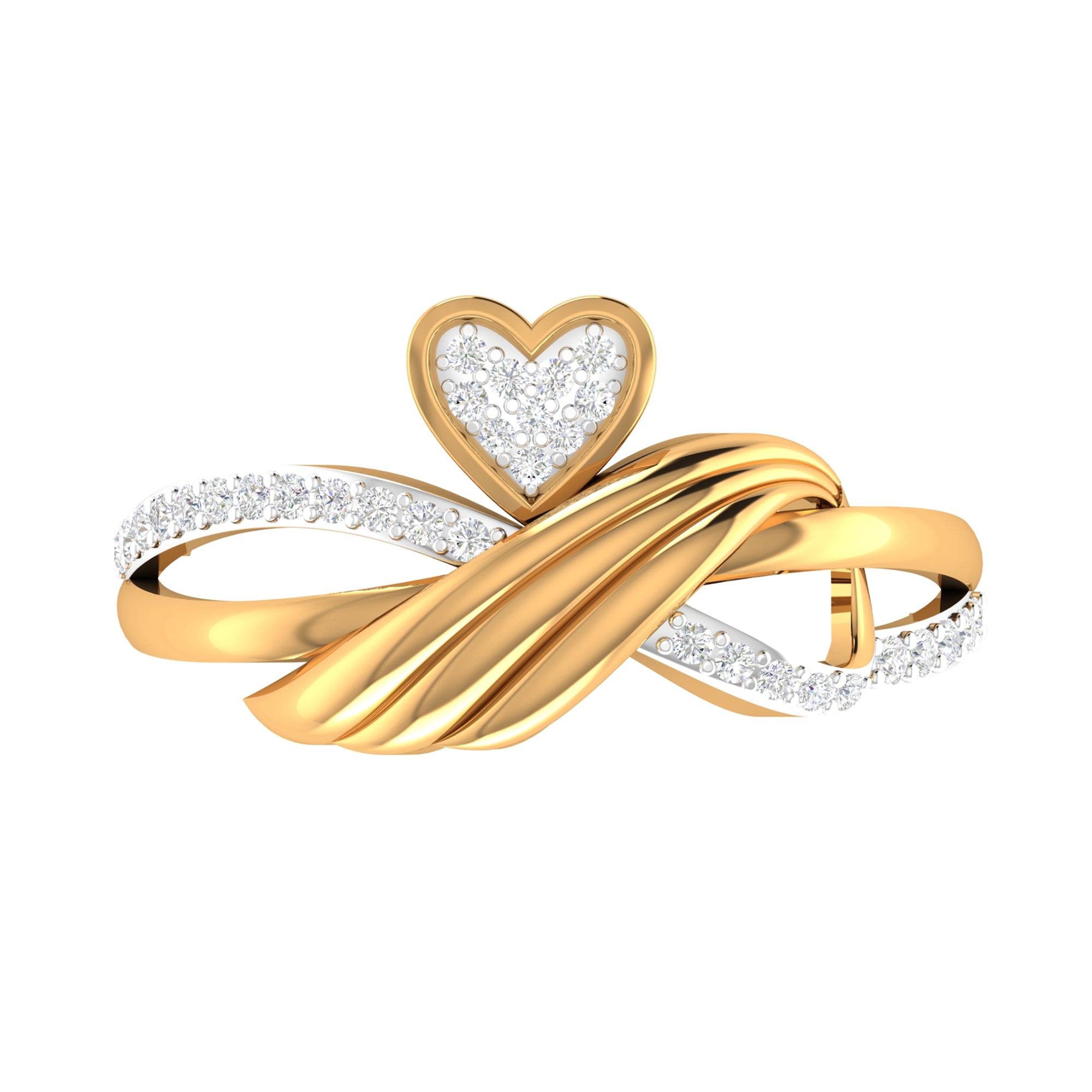 Gold Plated Crossover Heart Ring
