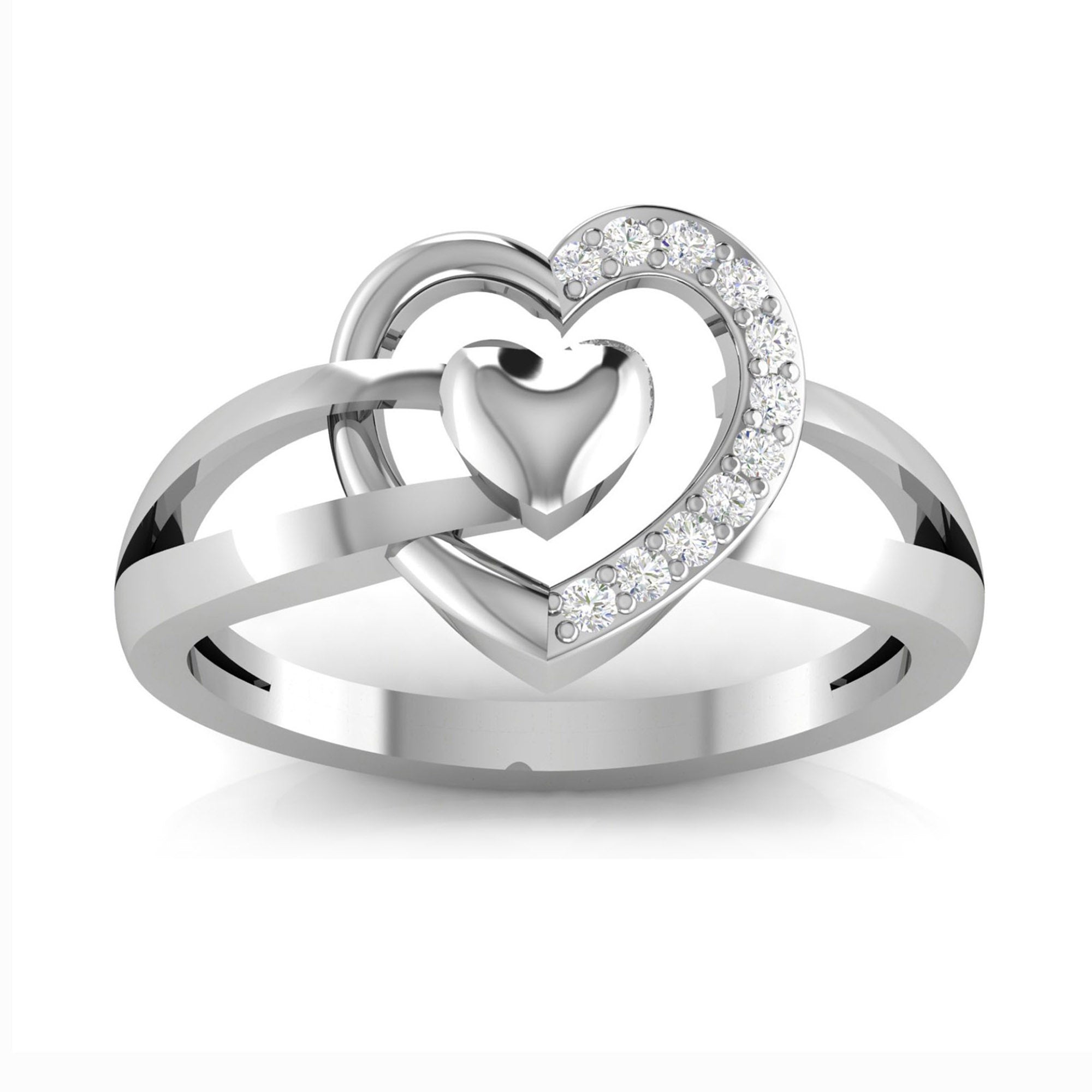 Sterling Silver Overlapping Heart Ring