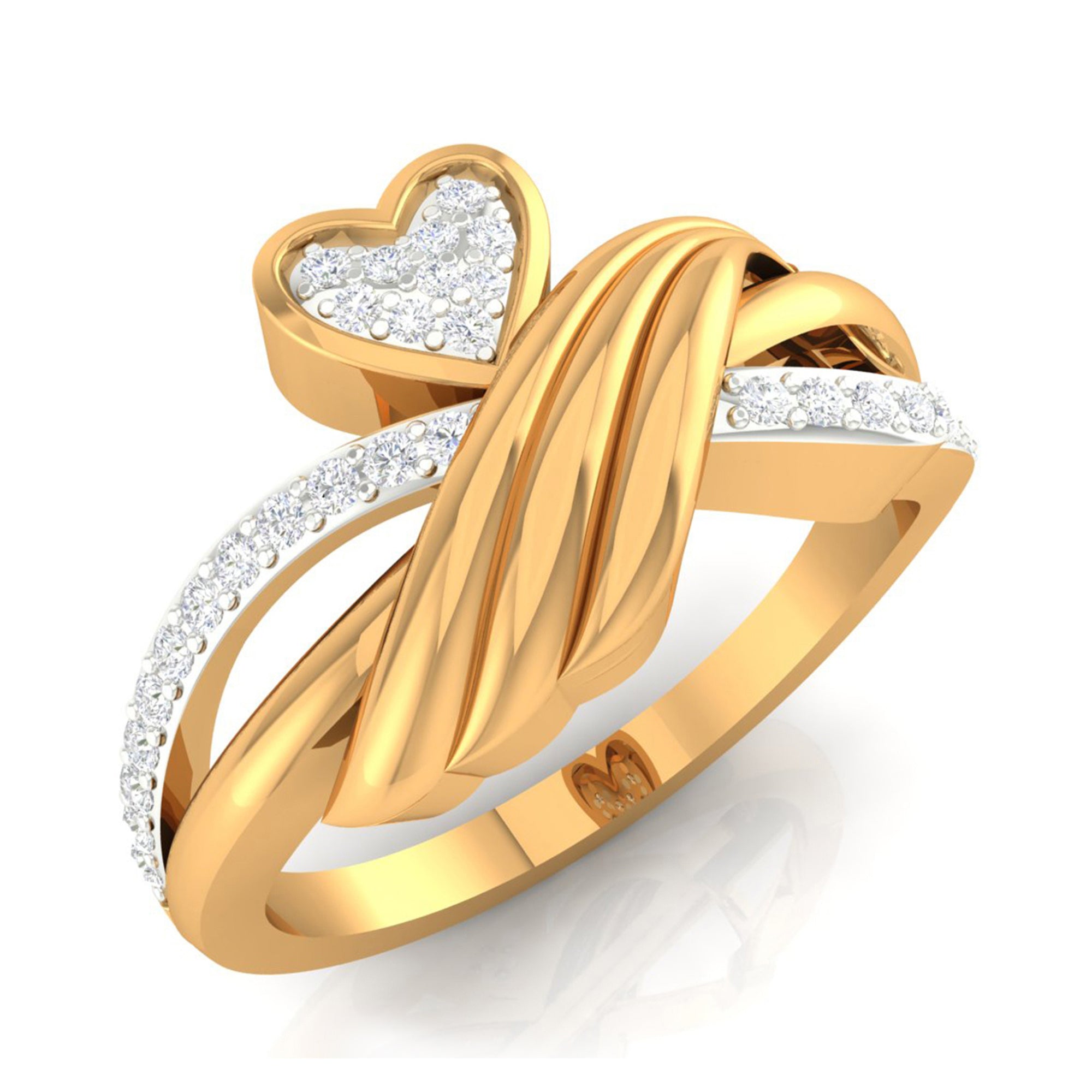 Gold Plated Crossover Heart Ring
