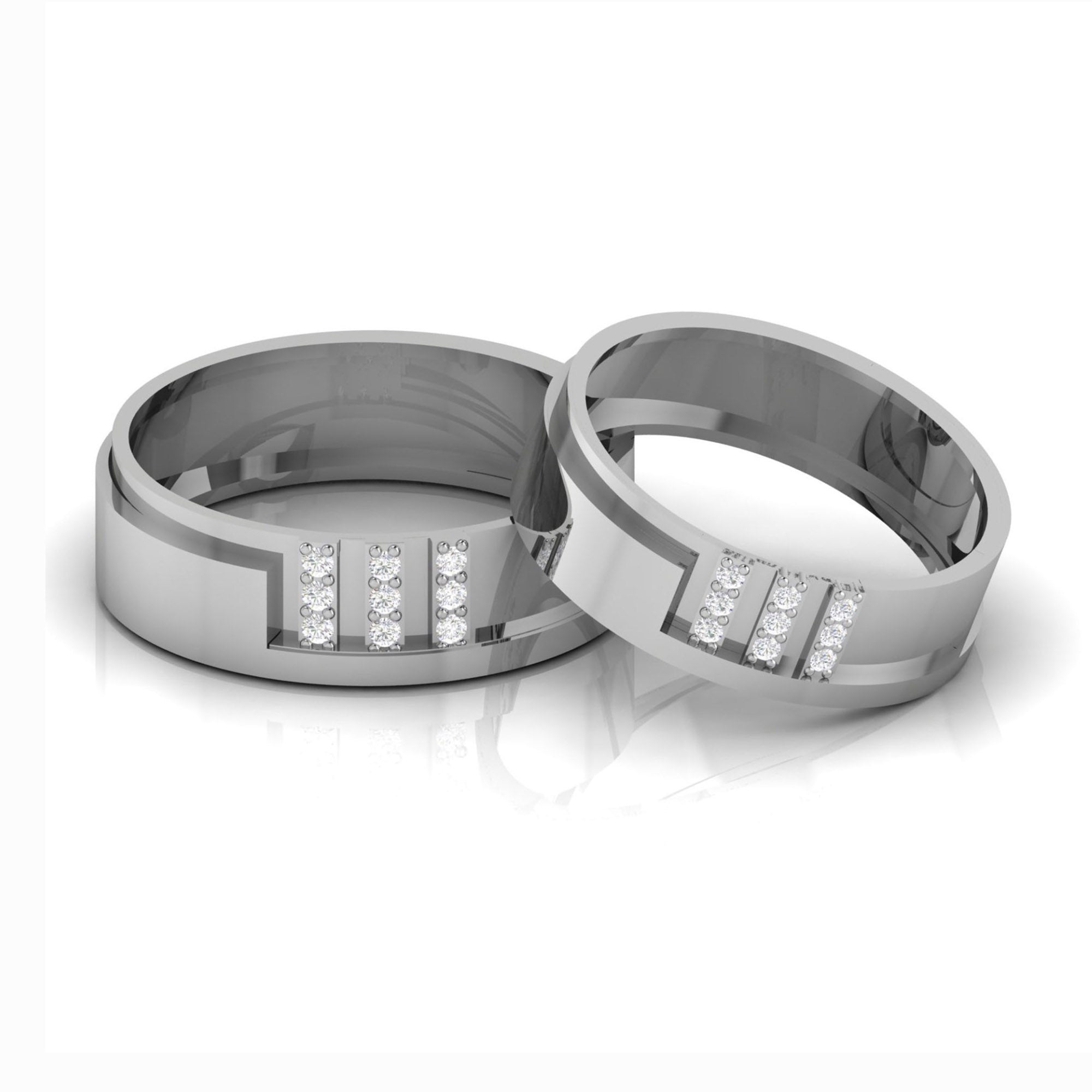 Elegent White Gold Couple Band
