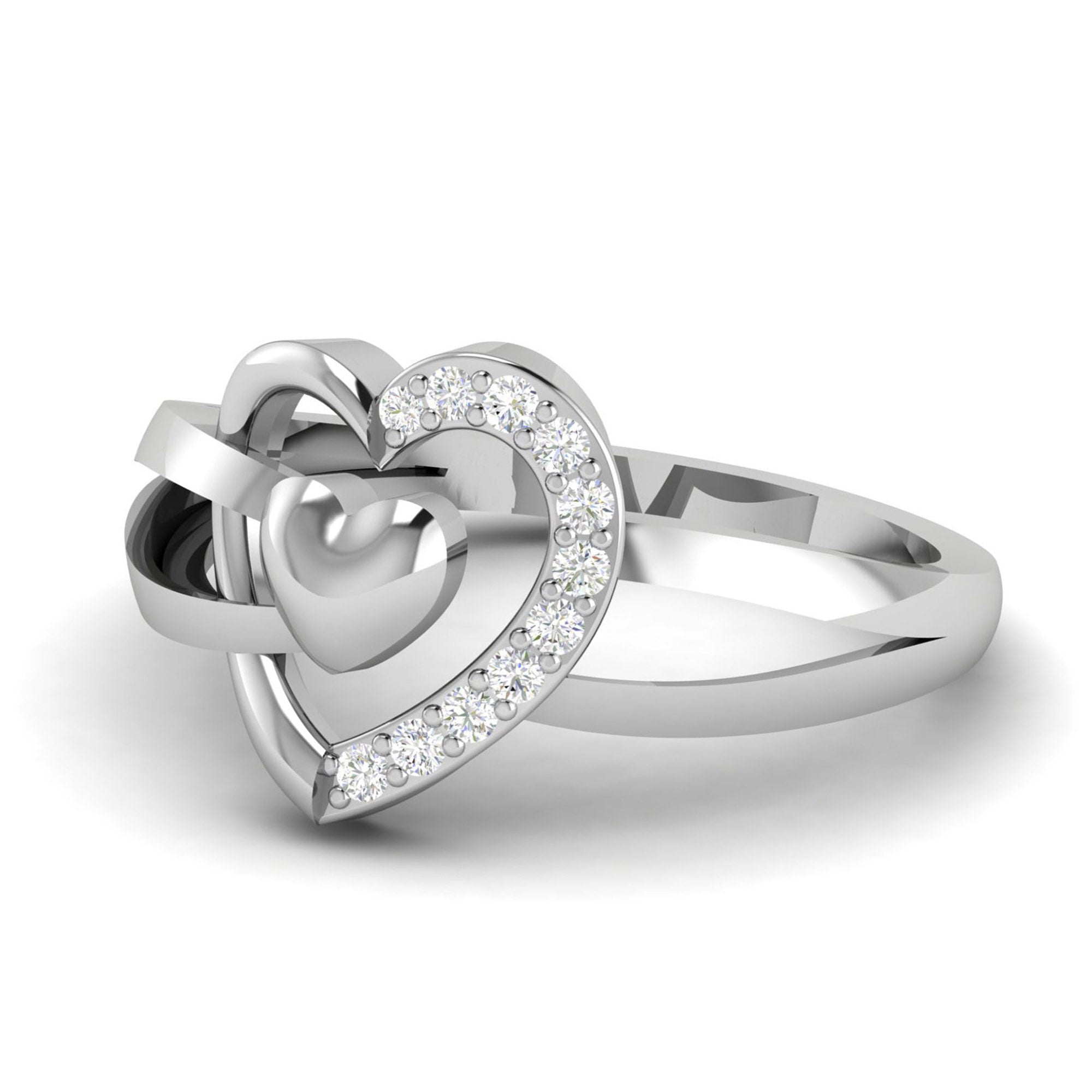 Sterling Silver Overlapping Heart Ring