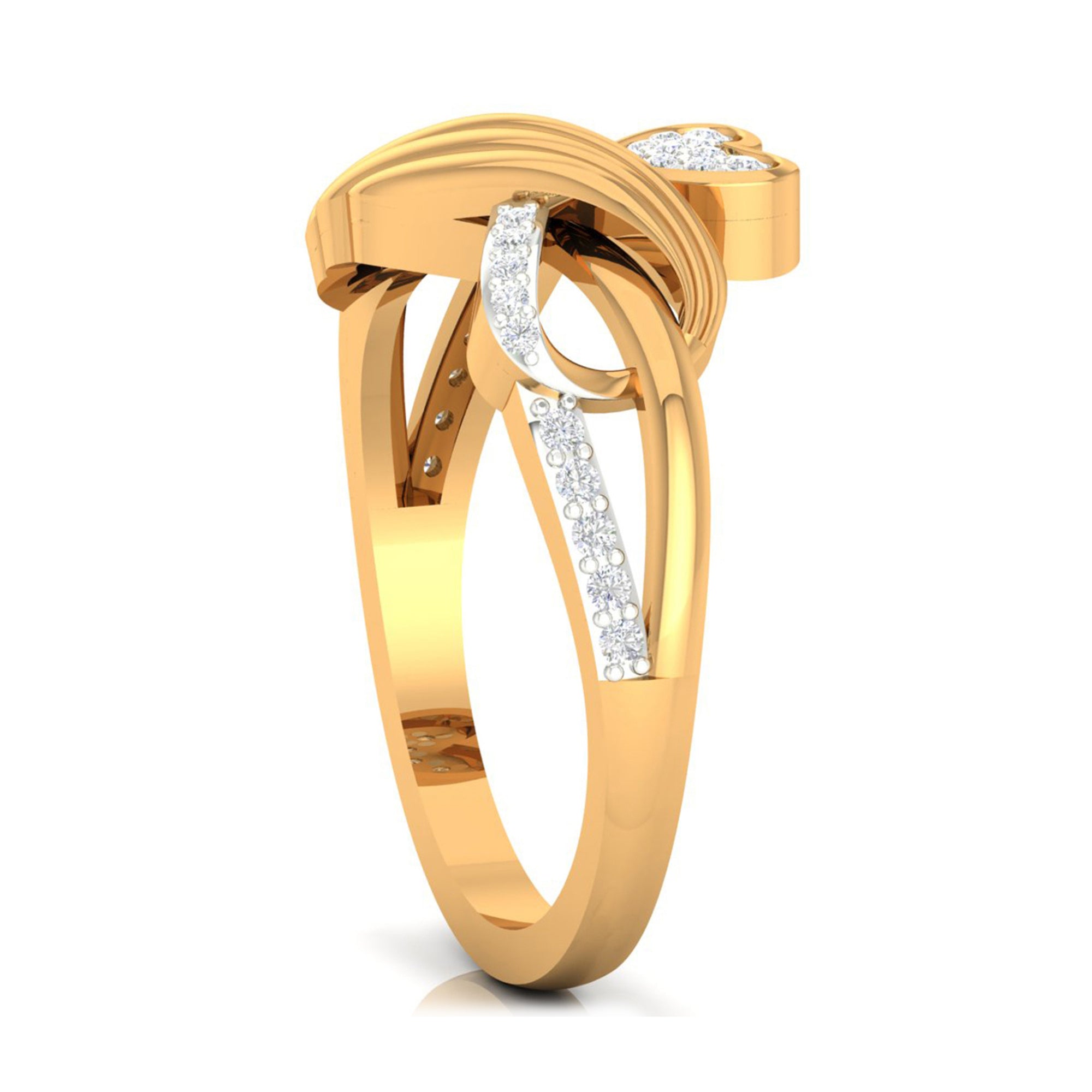 Gold Plated Crossover Heart Ring