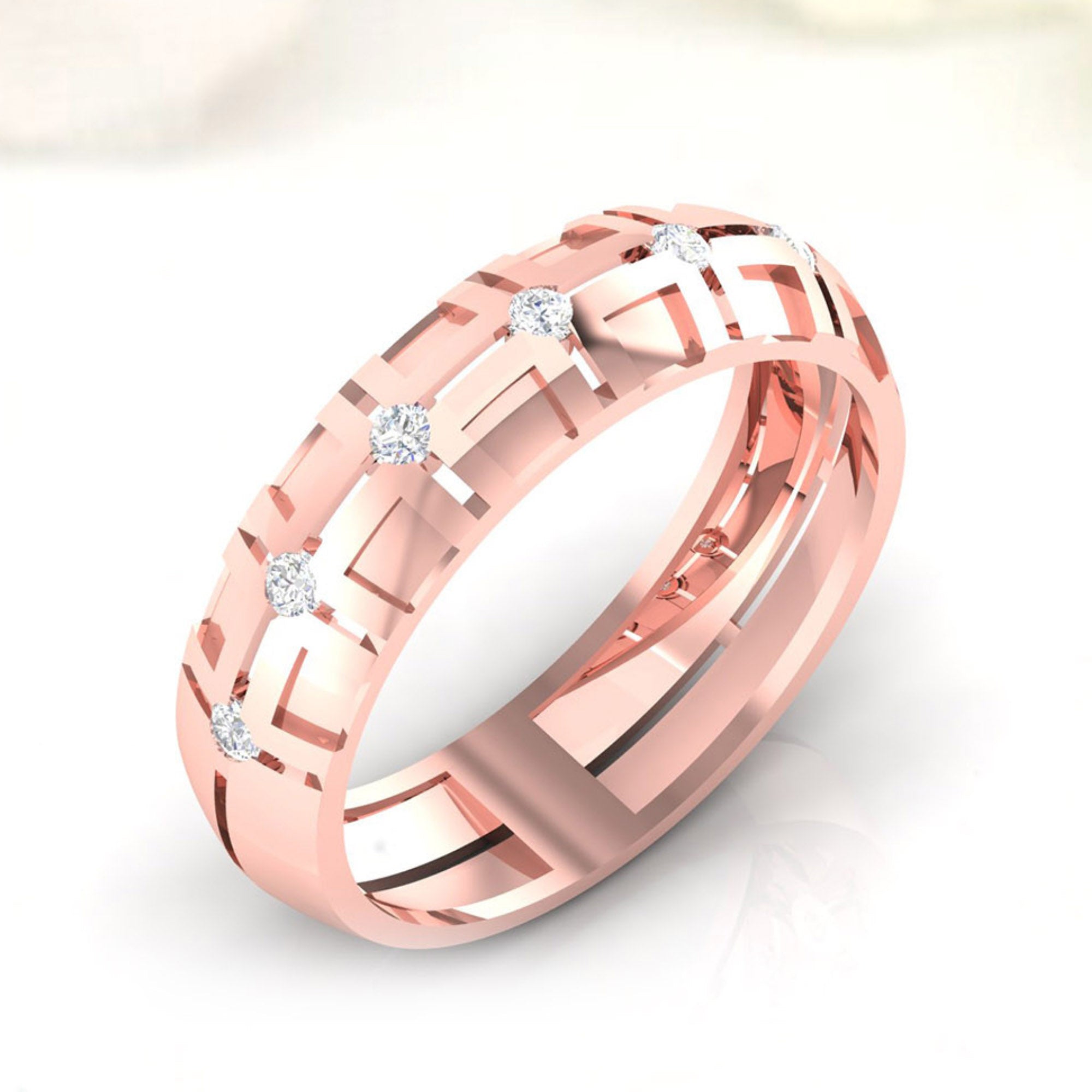 Rose Gold Geometric Couple Band