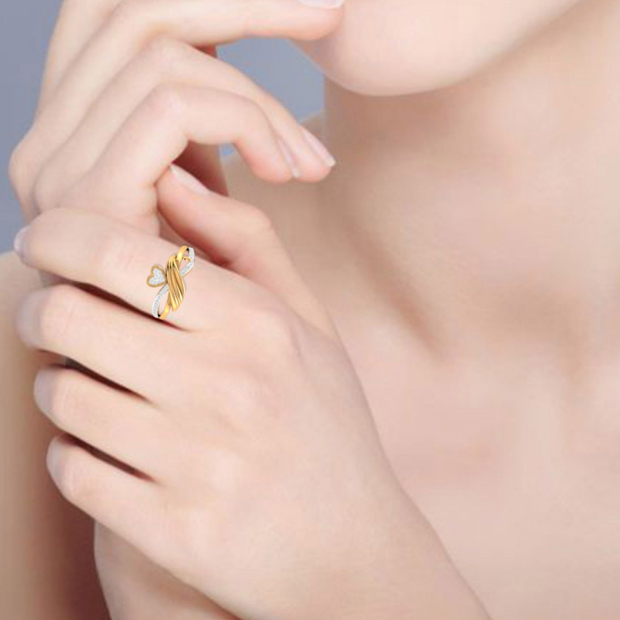 Gold Plated Crossover Heart Ring