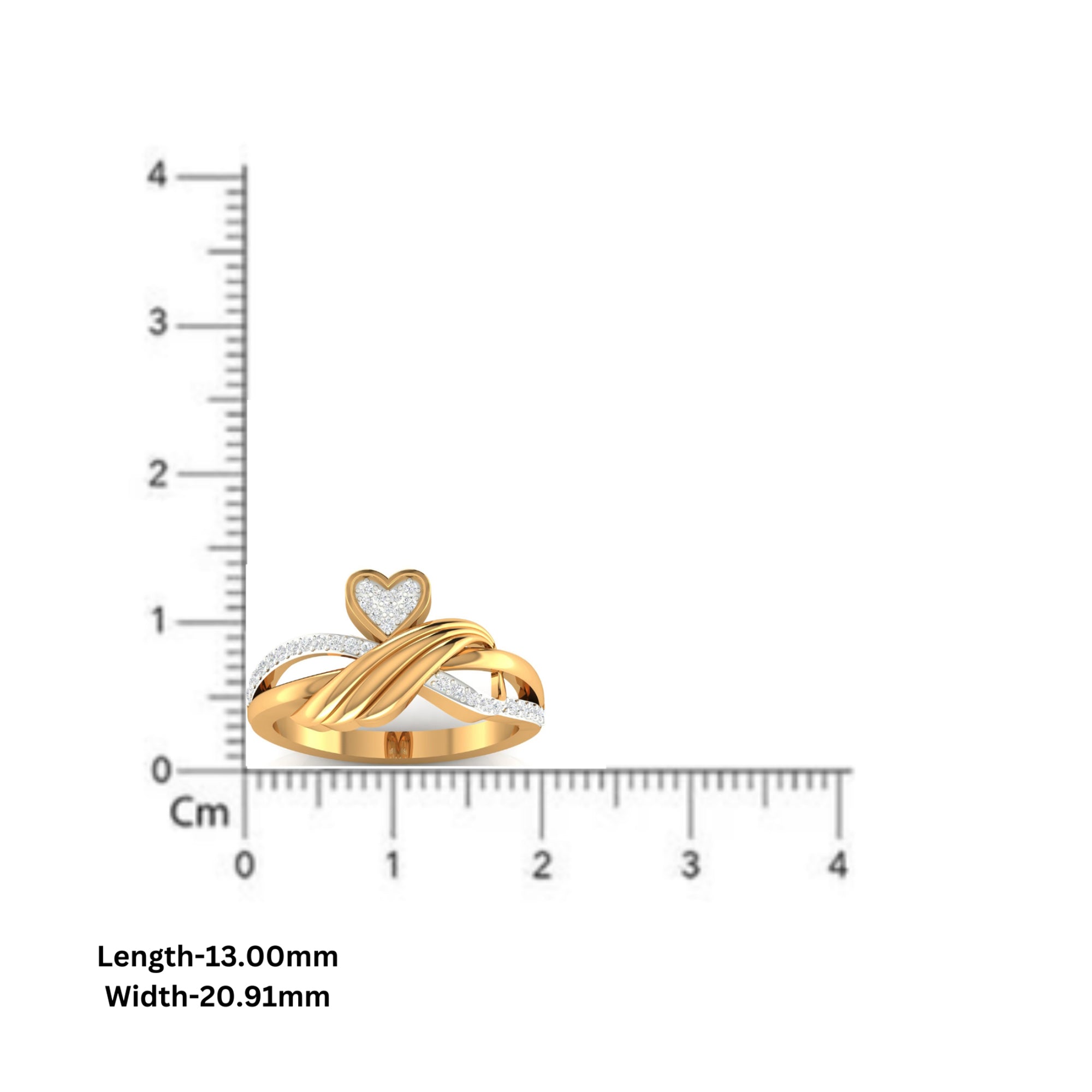 Diamond Studded Crossover Heart Ring