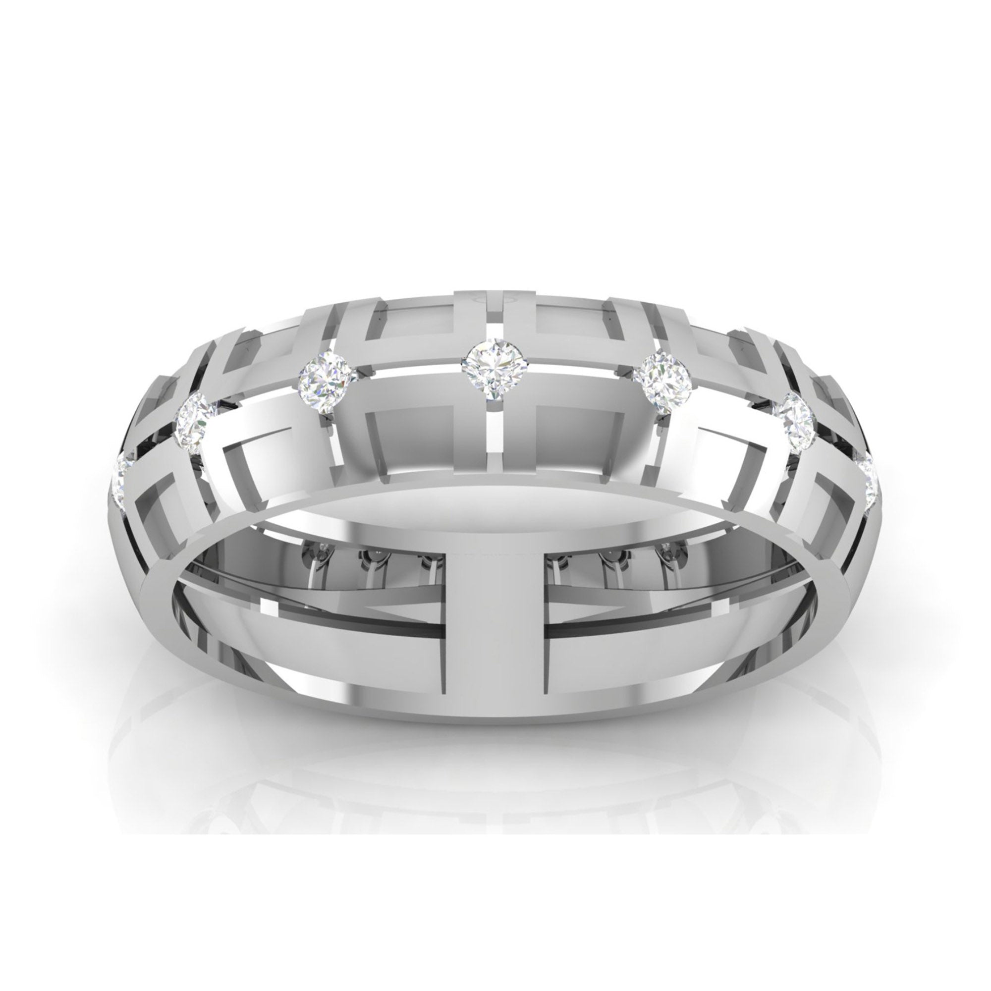 Sterling Silver Geometric Couple Band