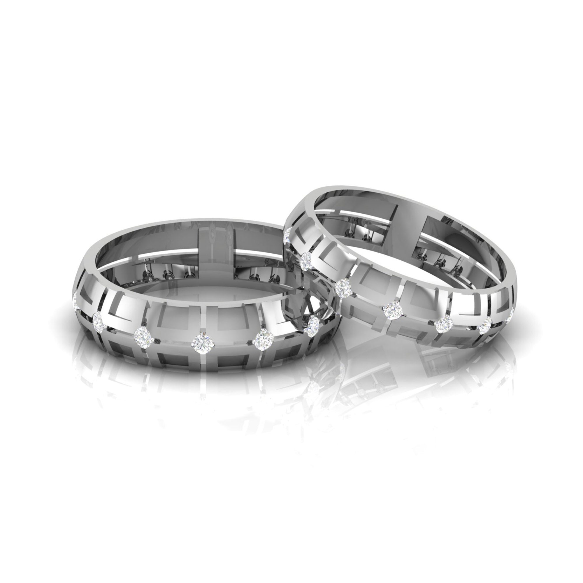 Sterling Silver Geometric Couple Band