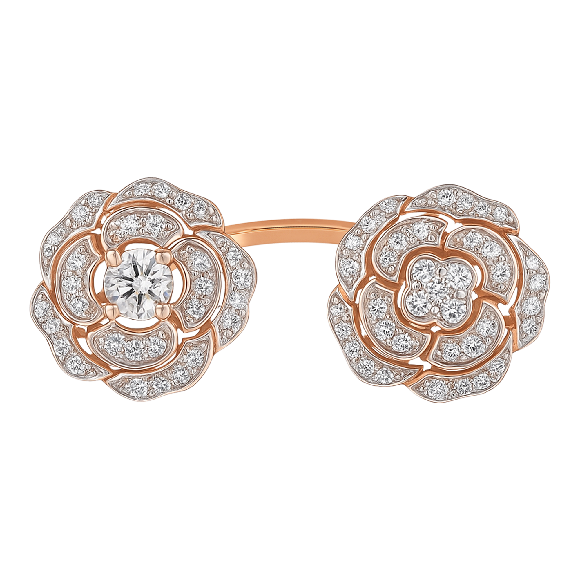 Open Cuff Double Flower Ring