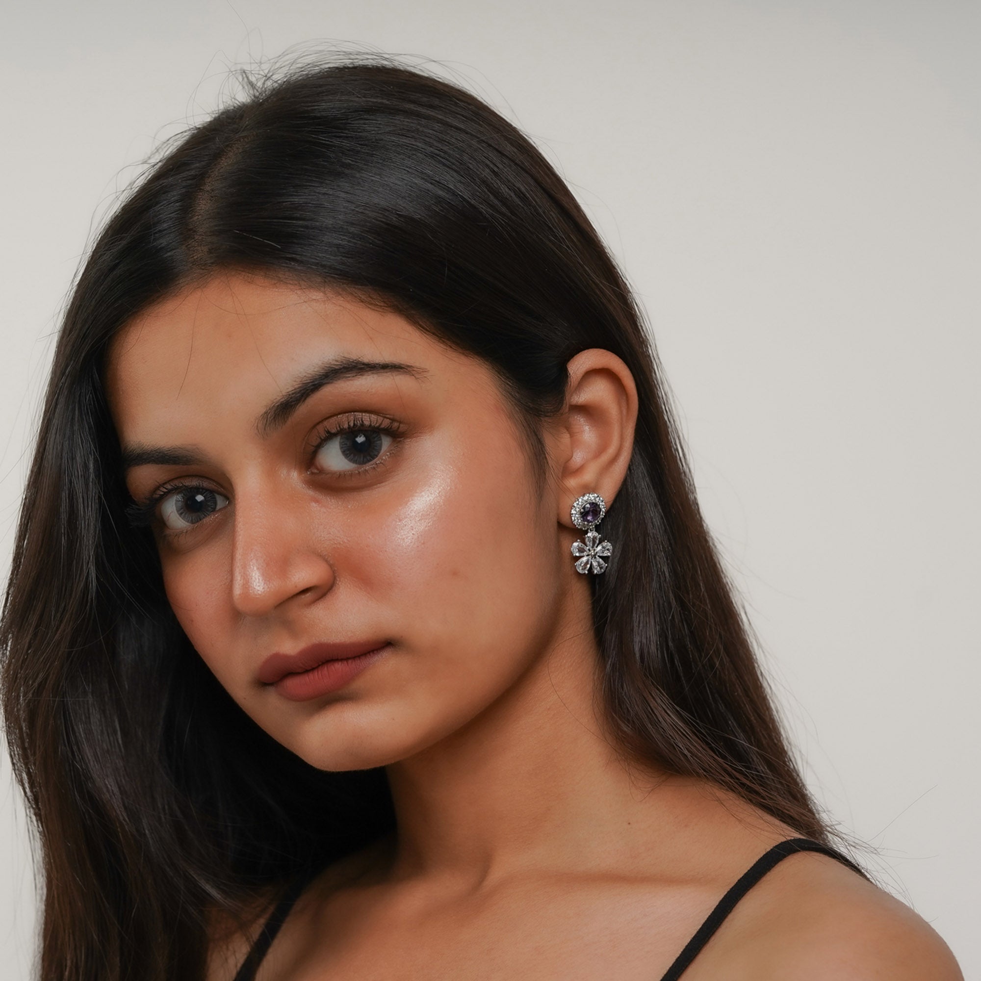 Ethnic Amethyst Drop Earrings