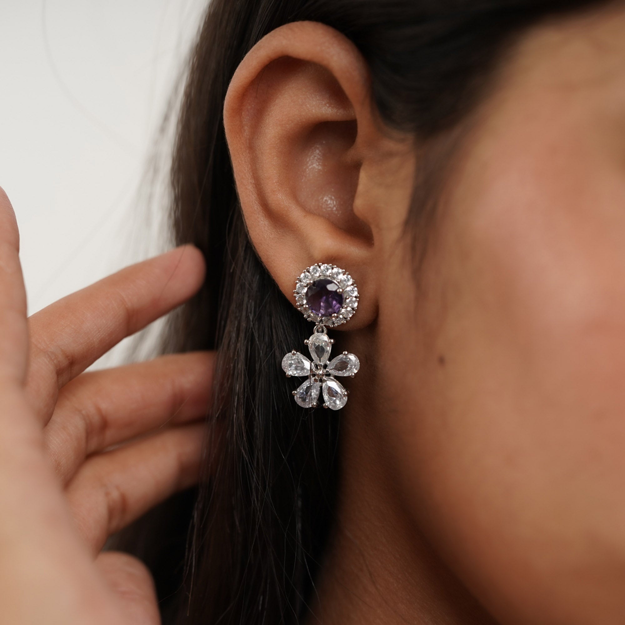 Ethnic Amethyst Drop Earrings