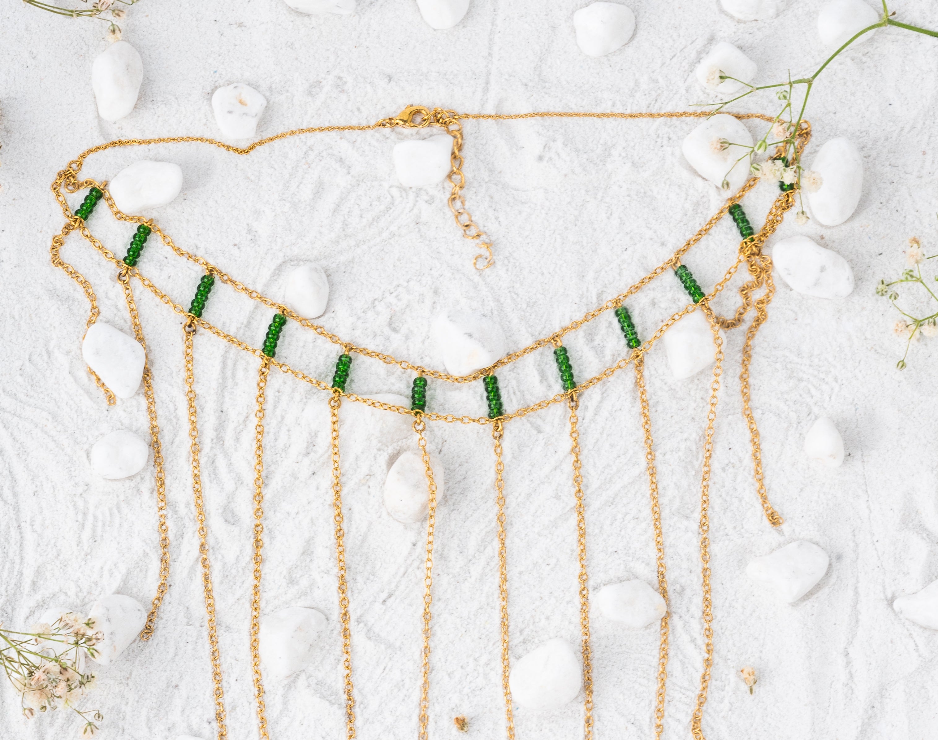 Emerald Waterfall Choker Necklace