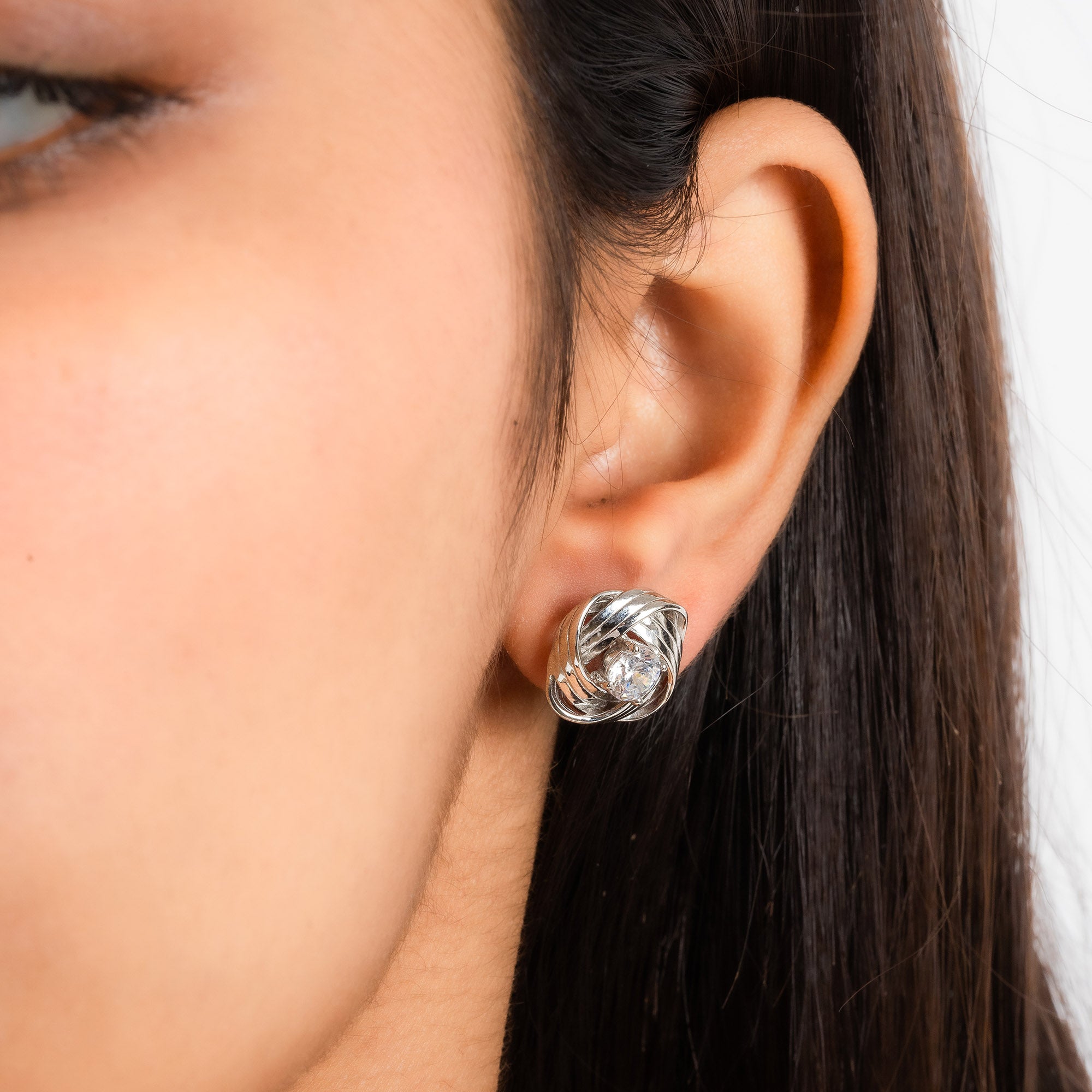 Sterling Silver Knot Stud Earrings