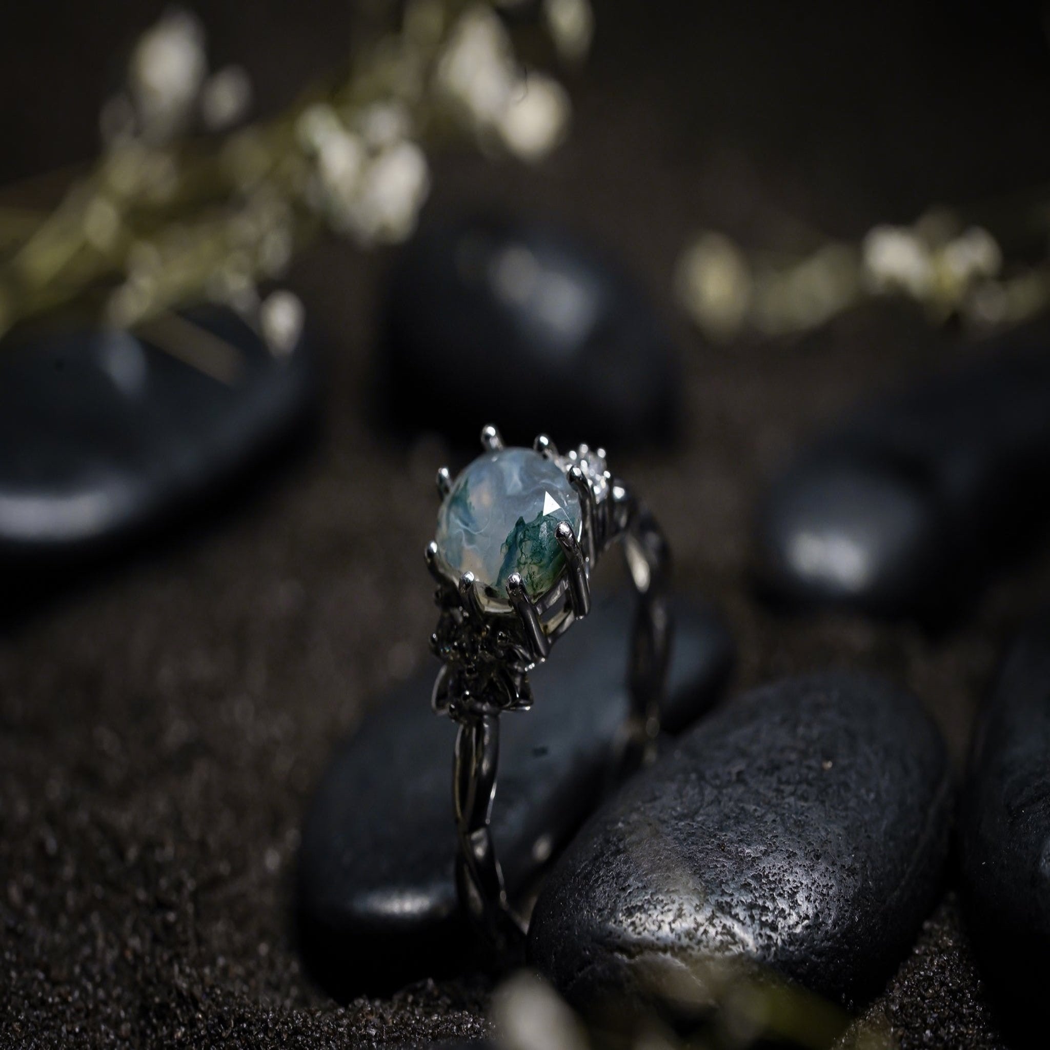 Oval Moss Agate Ring