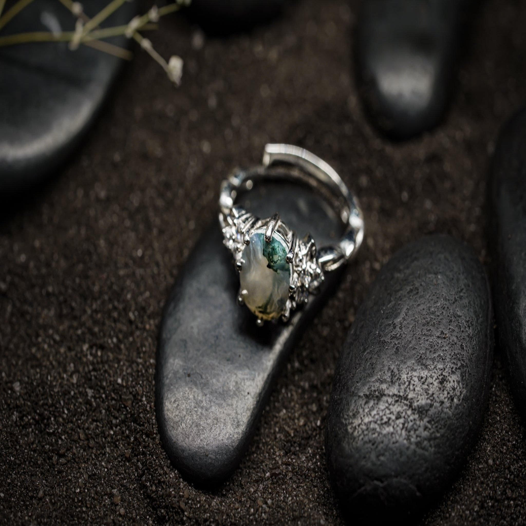 Oval Moss Agate Ring