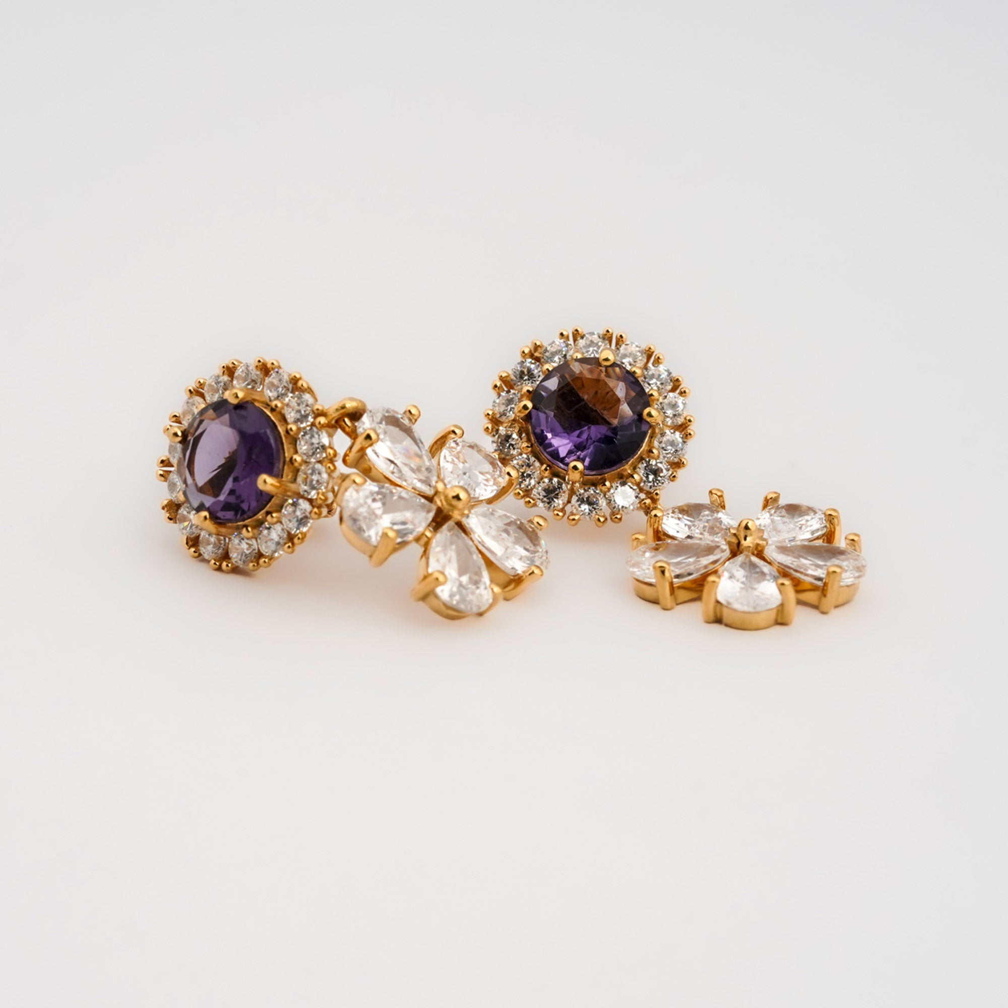 Elegant Amethyst Floral Drop Earrings