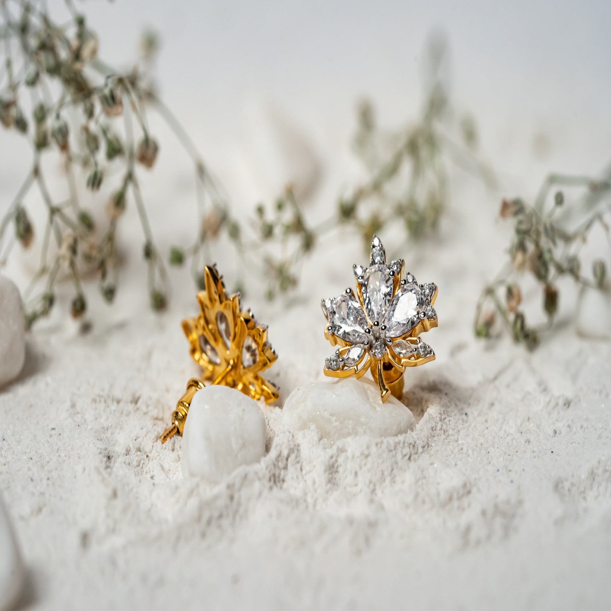 Crystal Maple Leaf Stud Earrings