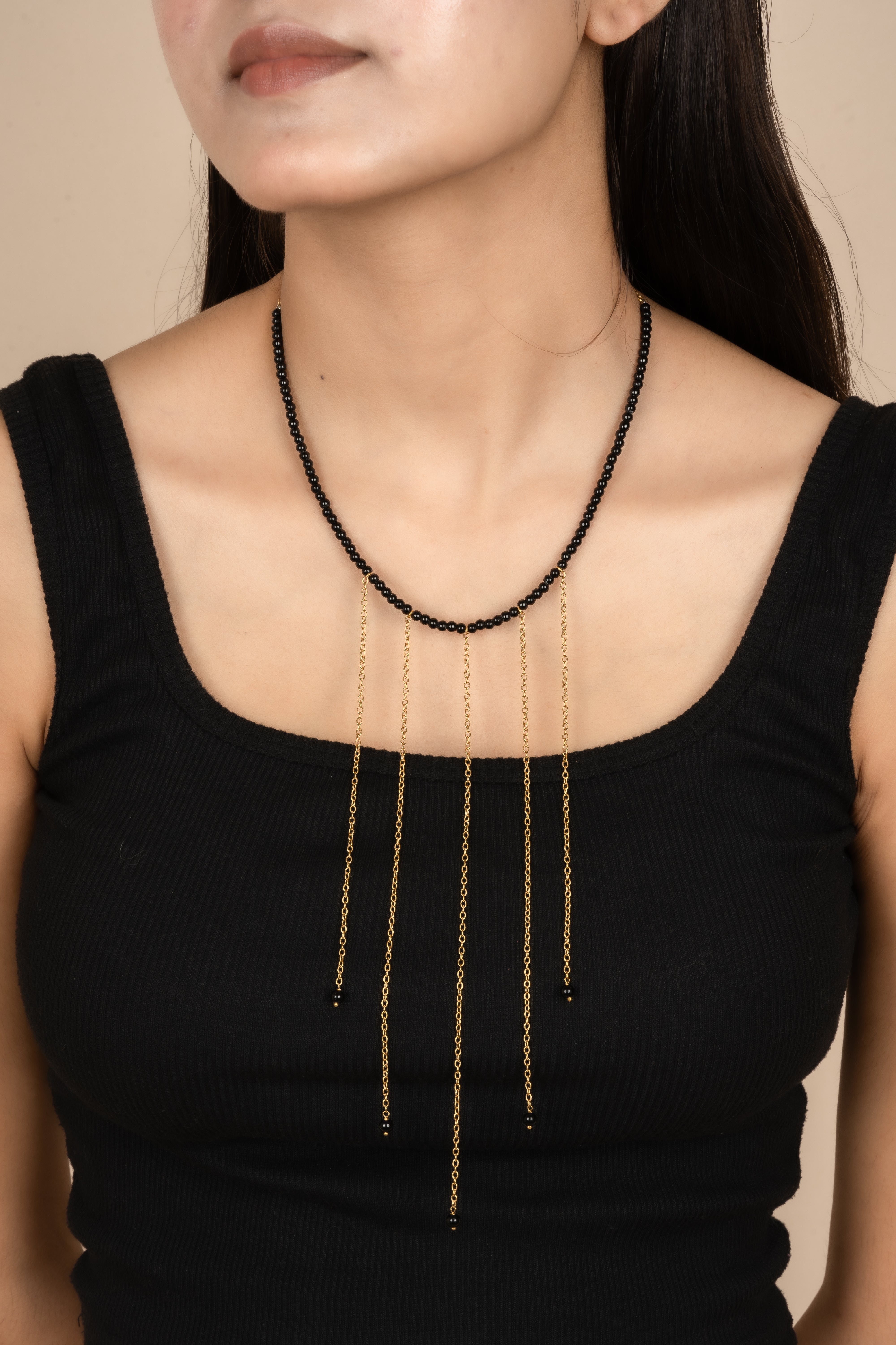 Gold Plated Black Onyx Necklace