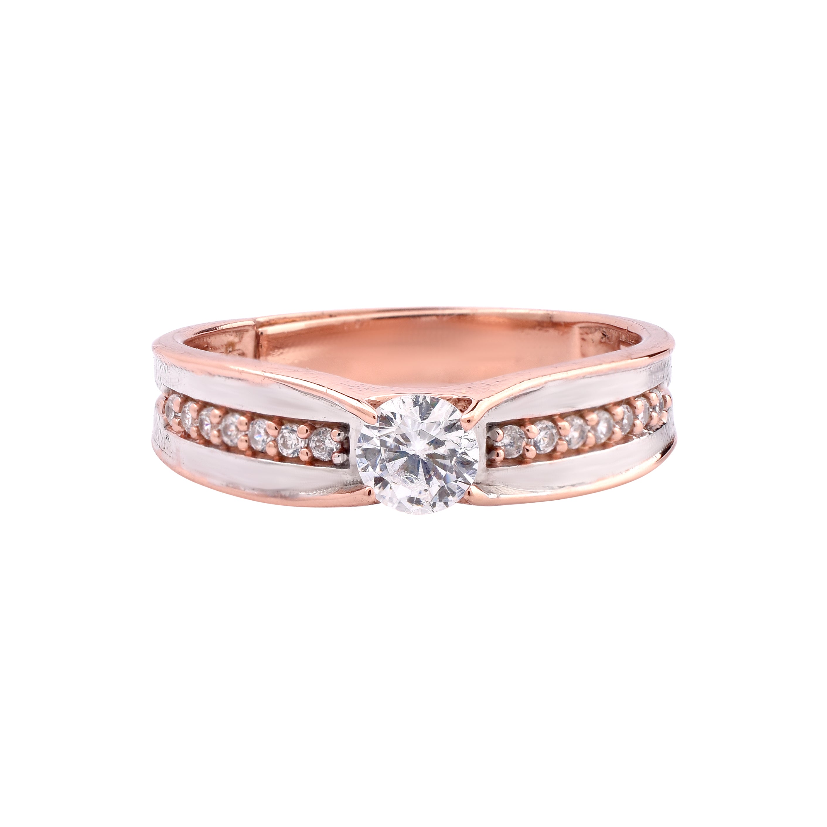 Adjustable Pave Silver Rose Gold Dual Tone Band