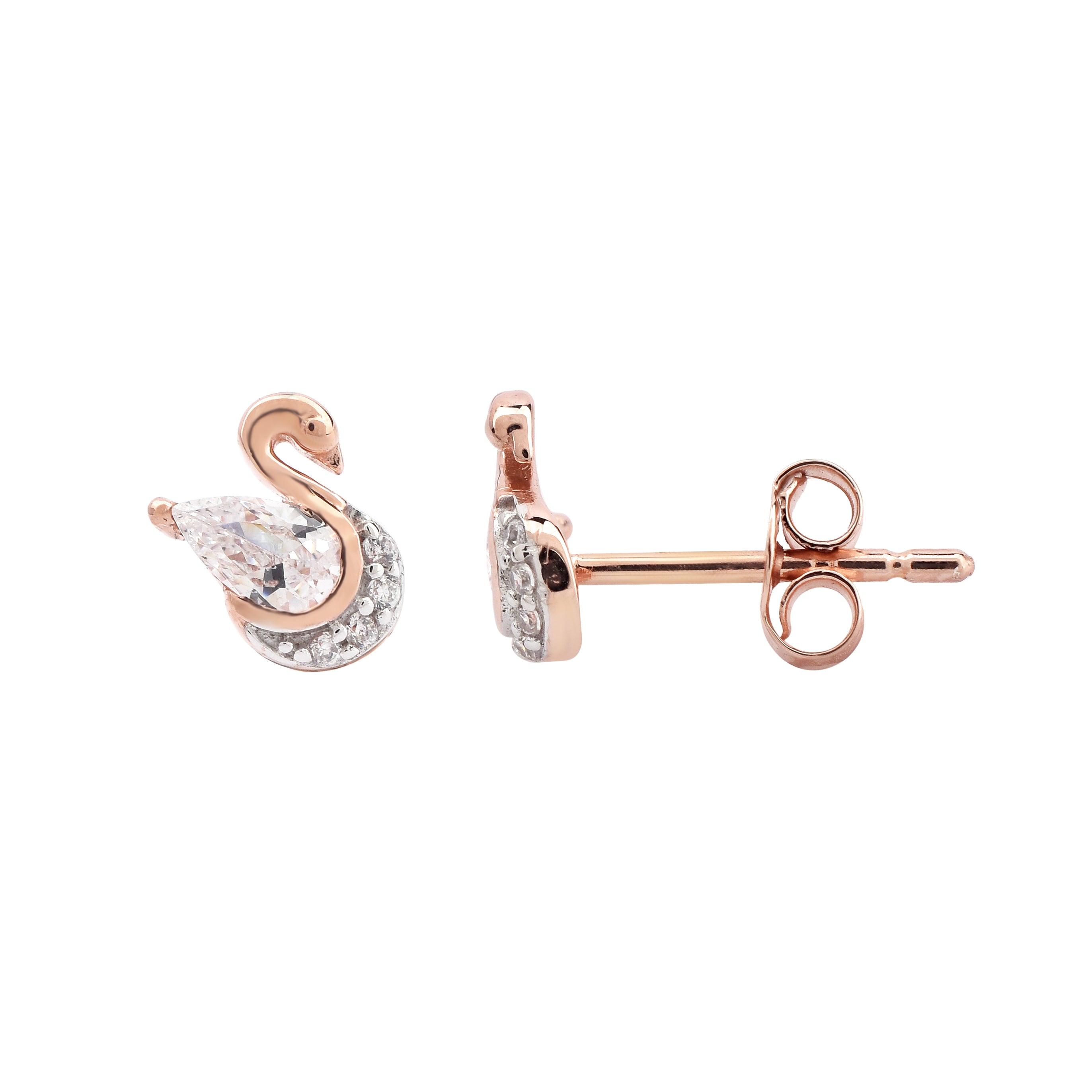 Kids Swan Earrings in Sterling Silver