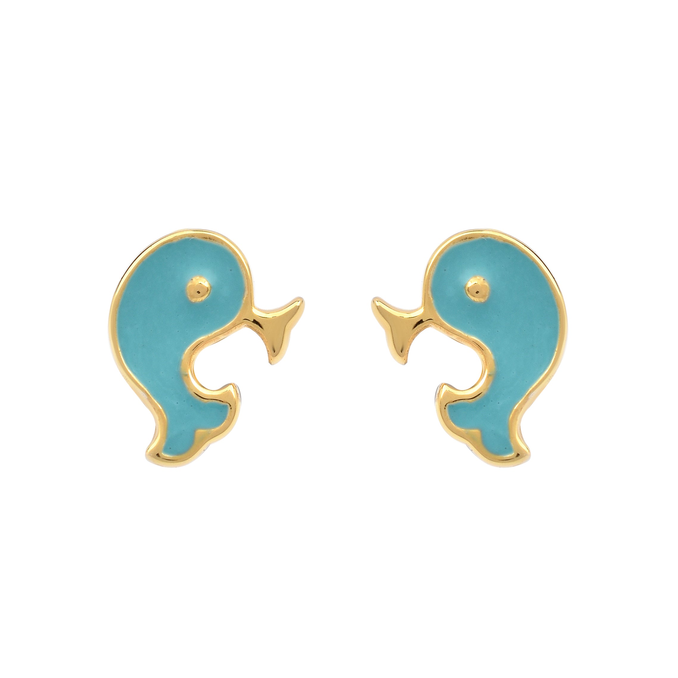 Blue Enamel Dolphin Girls Earrings