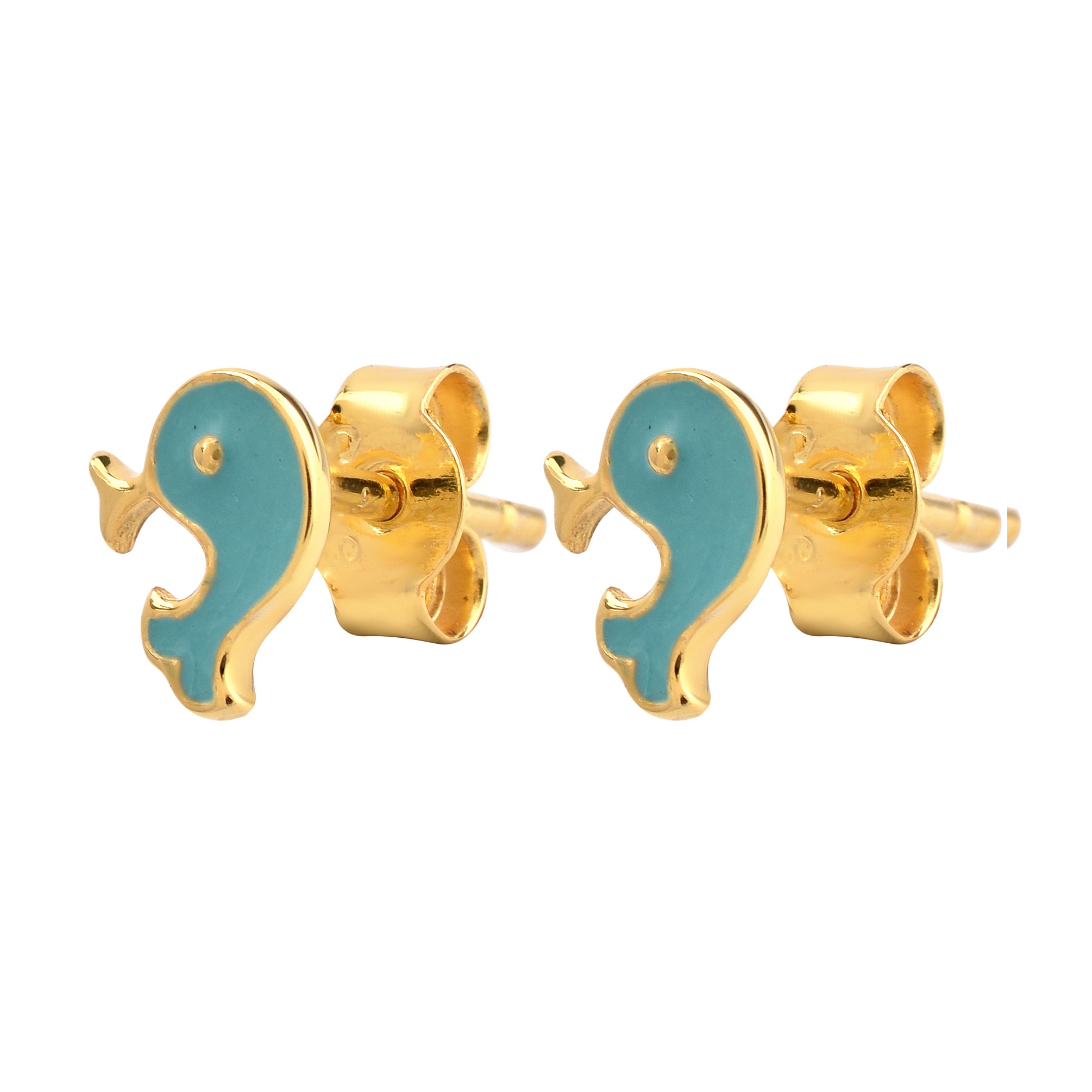 Blue Enamel Dolphin Girls Earrings