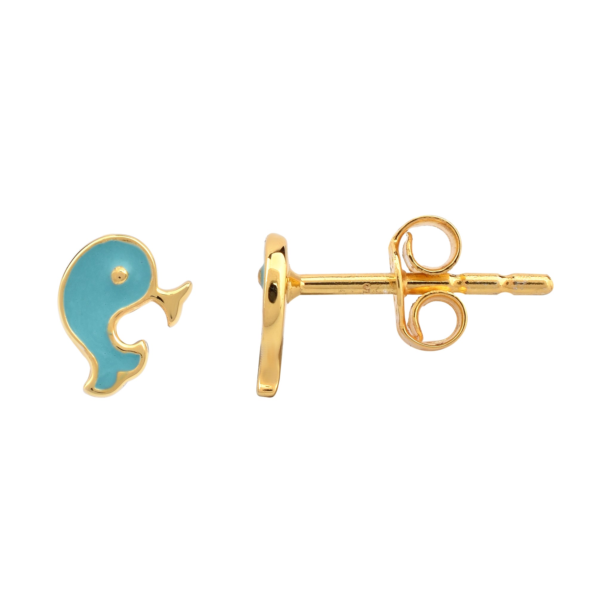 Blue Enamel Dolphin Girls Earrings