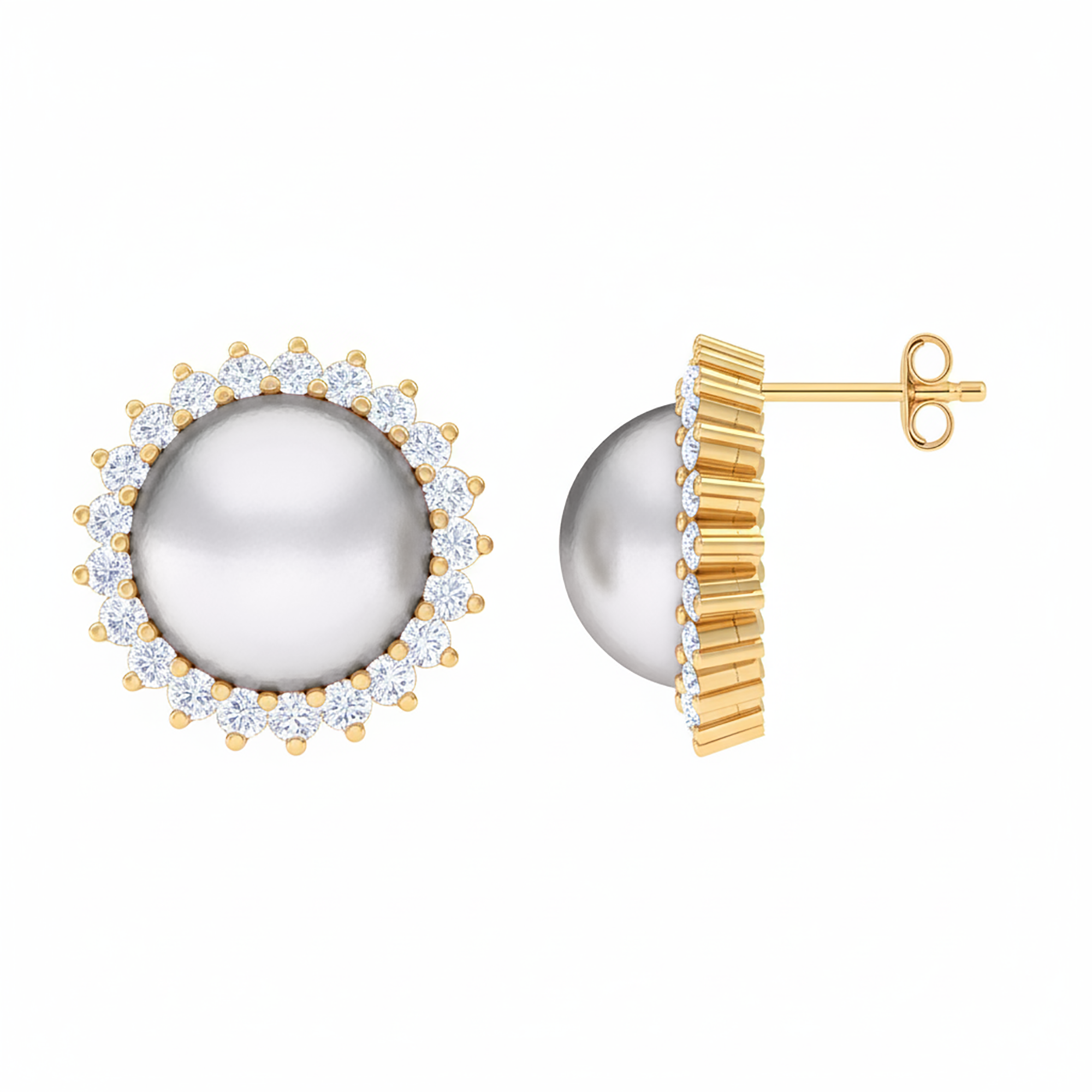 Pearl Halo Design Earrings