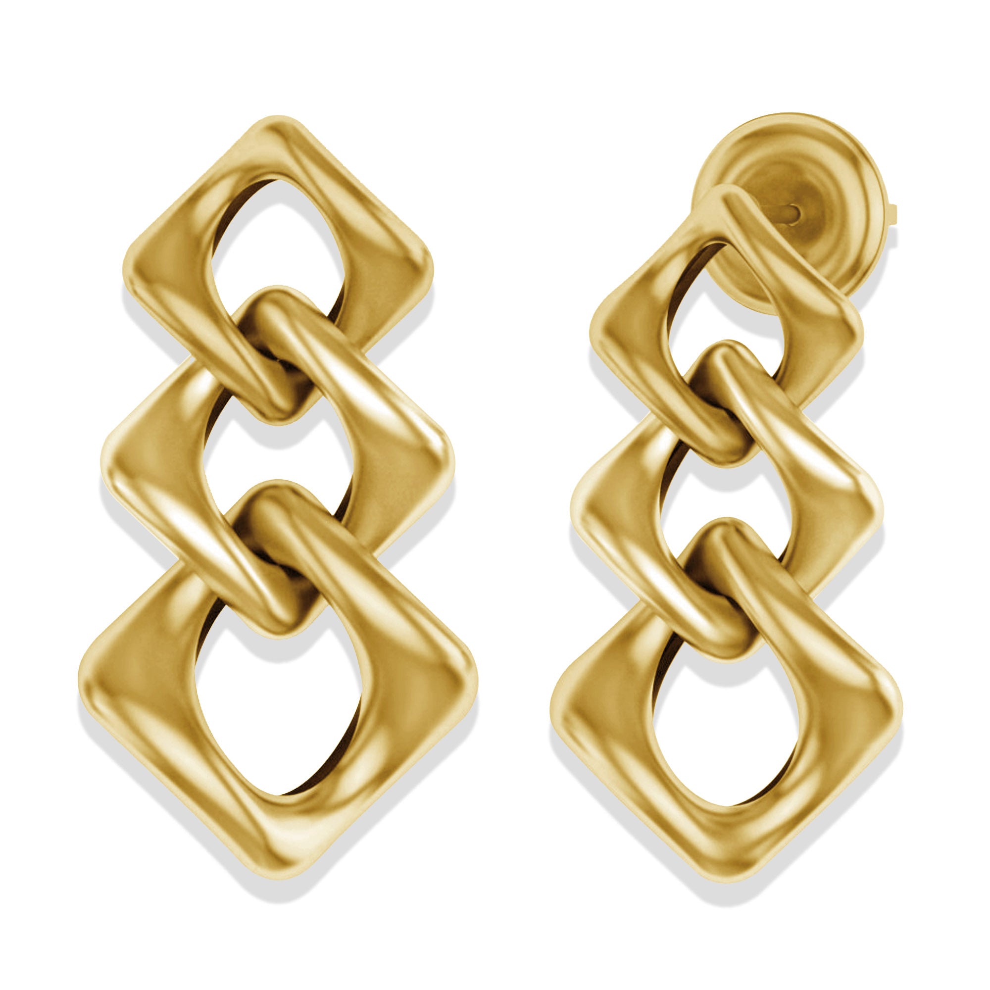 Yellow Gold Plated Square Interlinked Earring