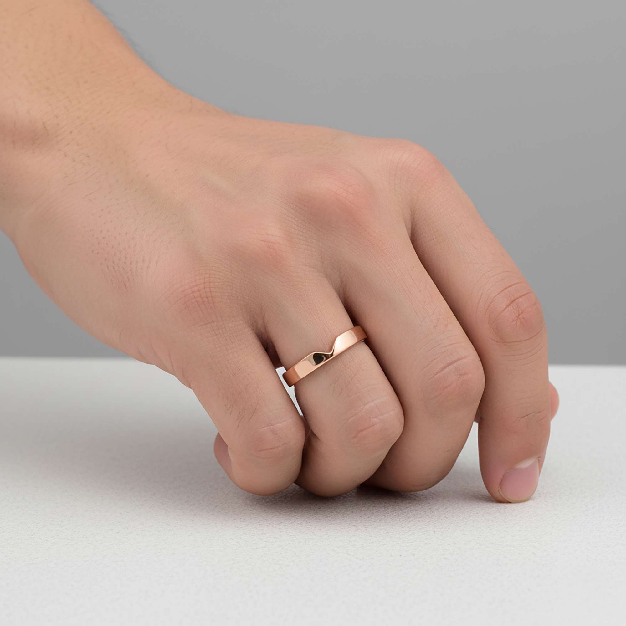 V Shaped Rose Gold Couple Ring