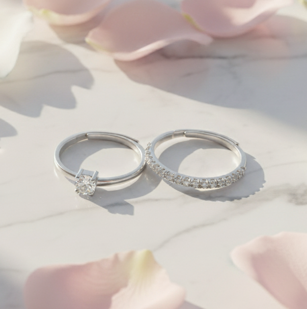 Solitaire and Half Eternity Ring Set