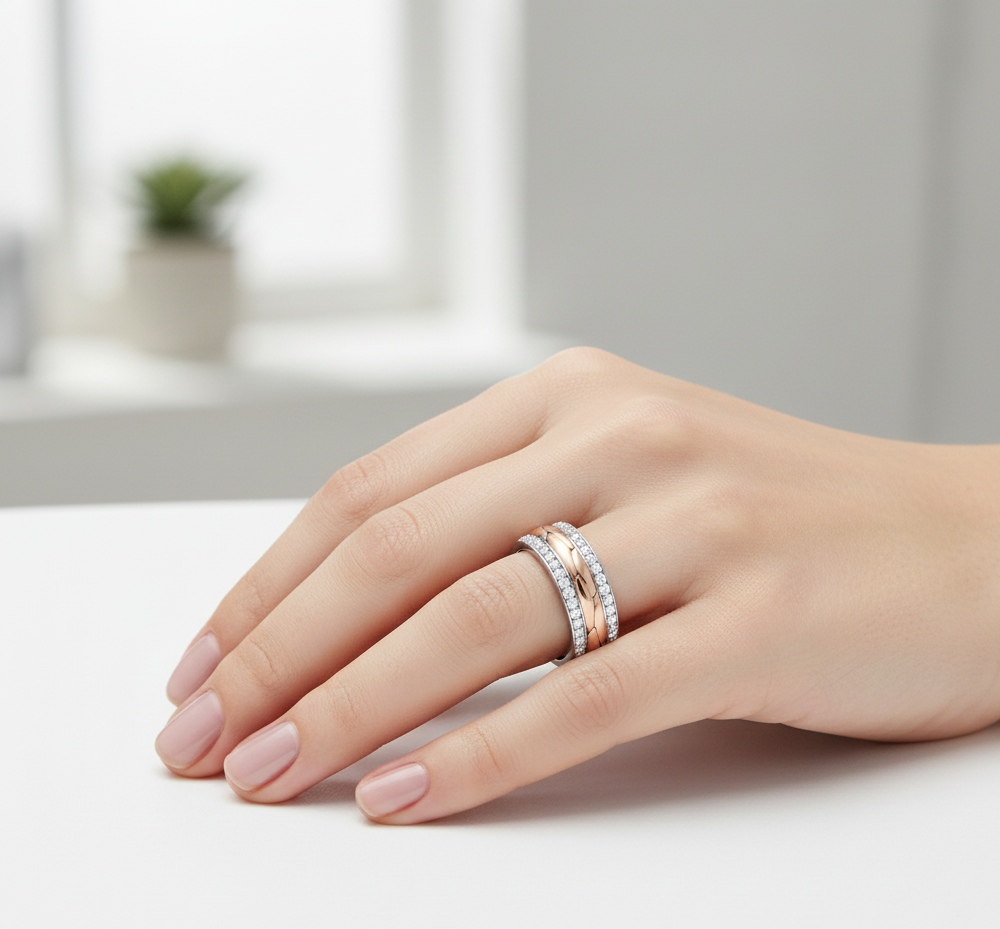 Elegant Dual Tone American Diamond Band