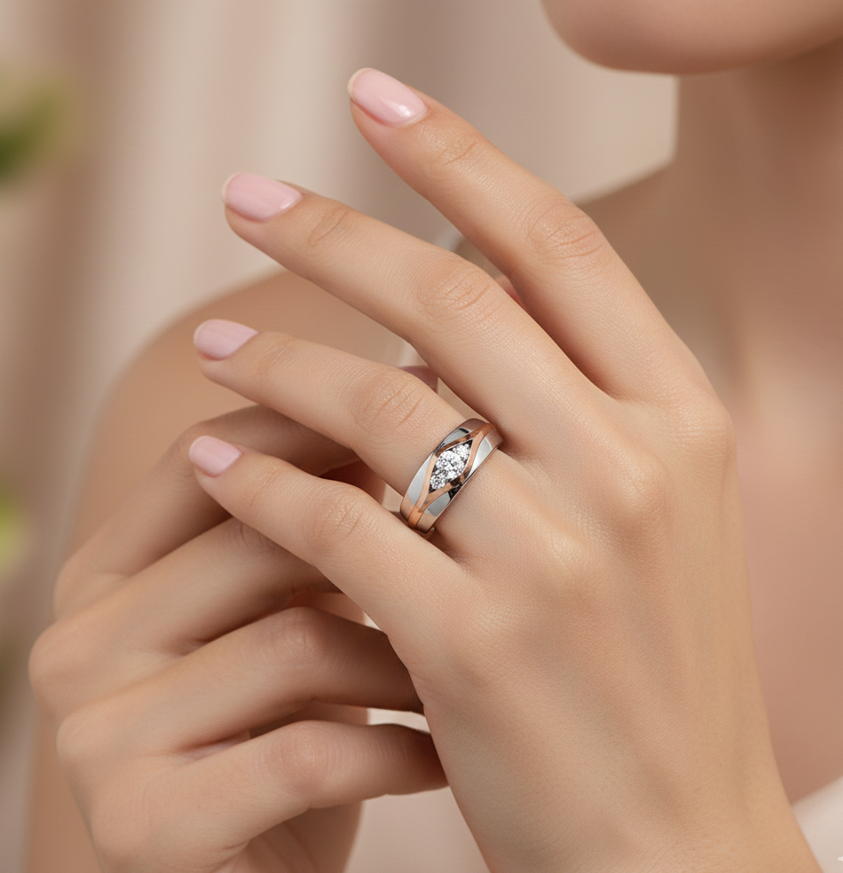 Elegant Two Tone Diamond Band