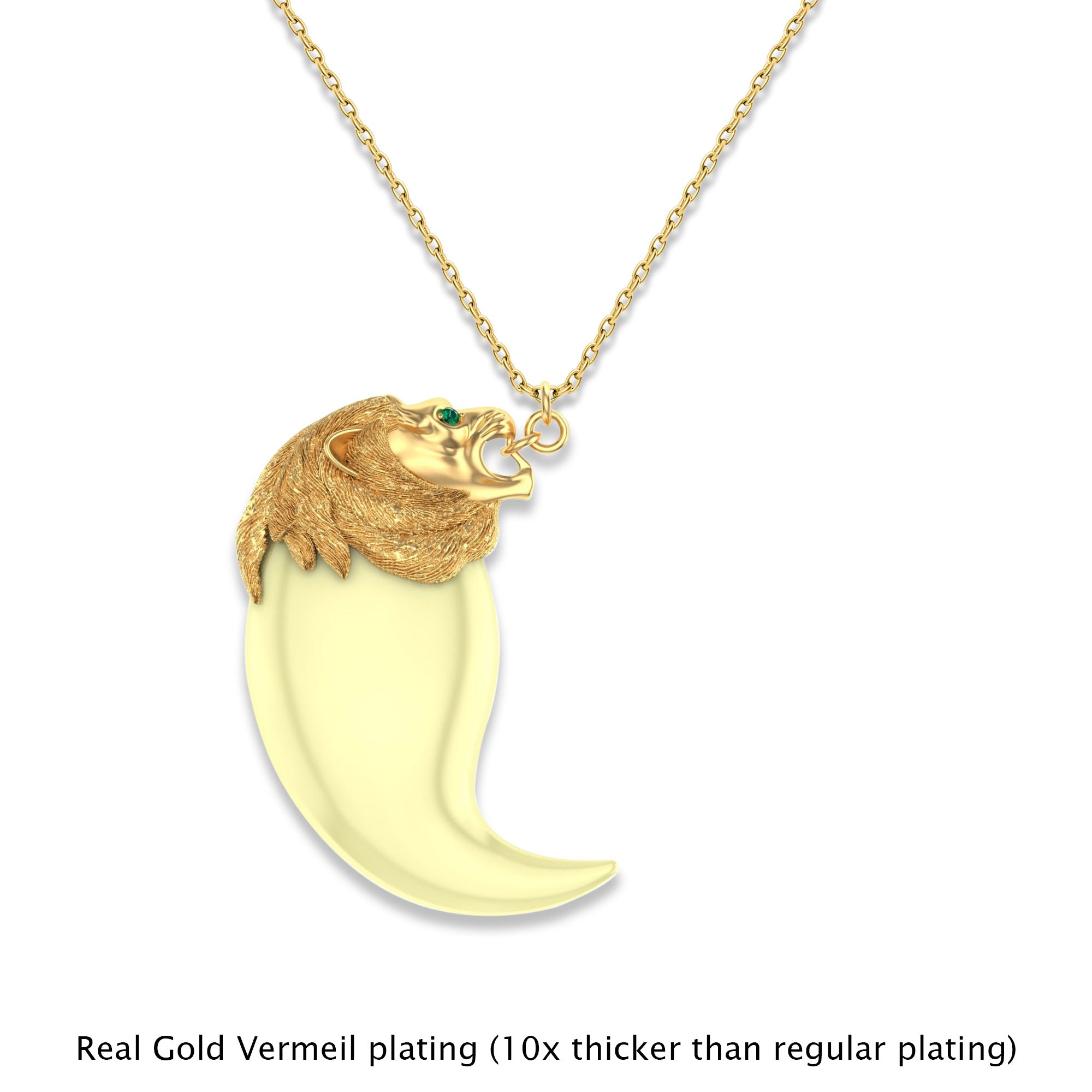 Emerald Lion Claw Pendant for Men