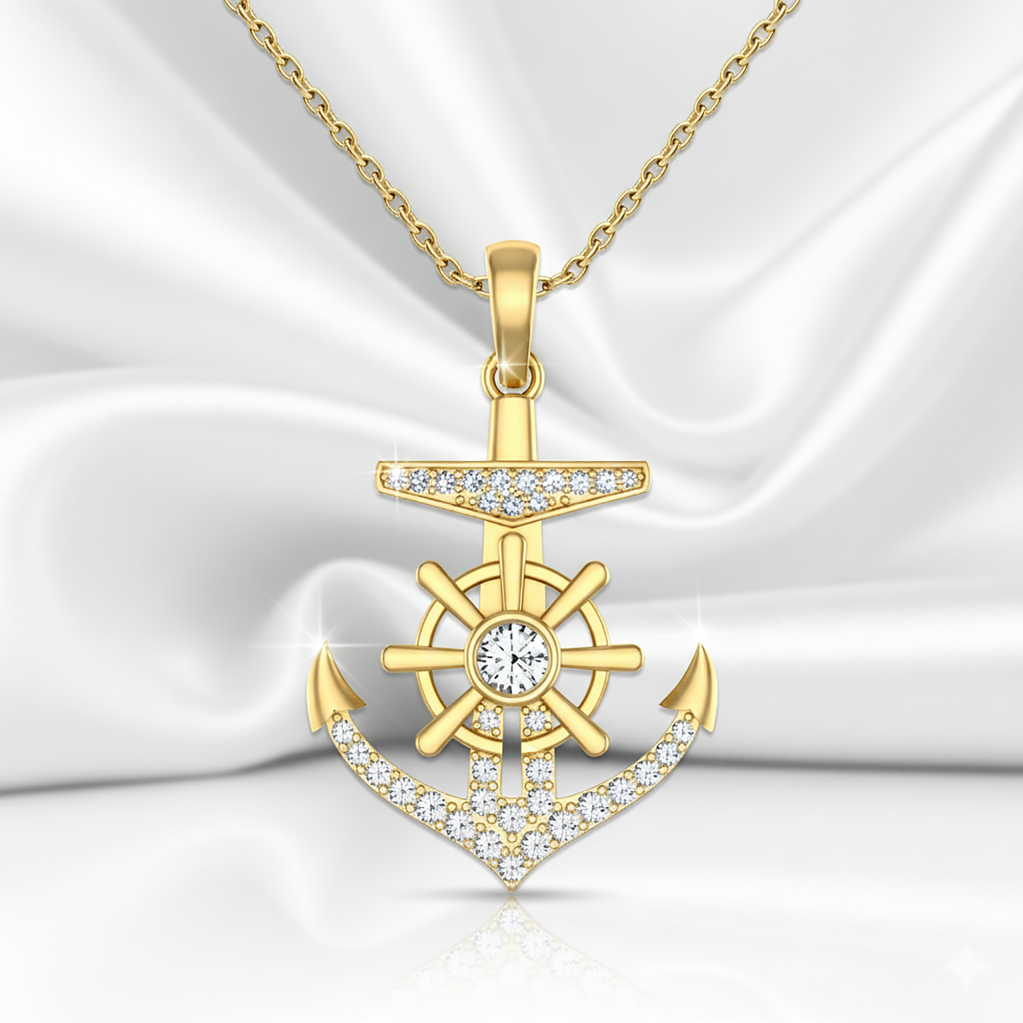 Men's Nautical Pendant with American Diamond