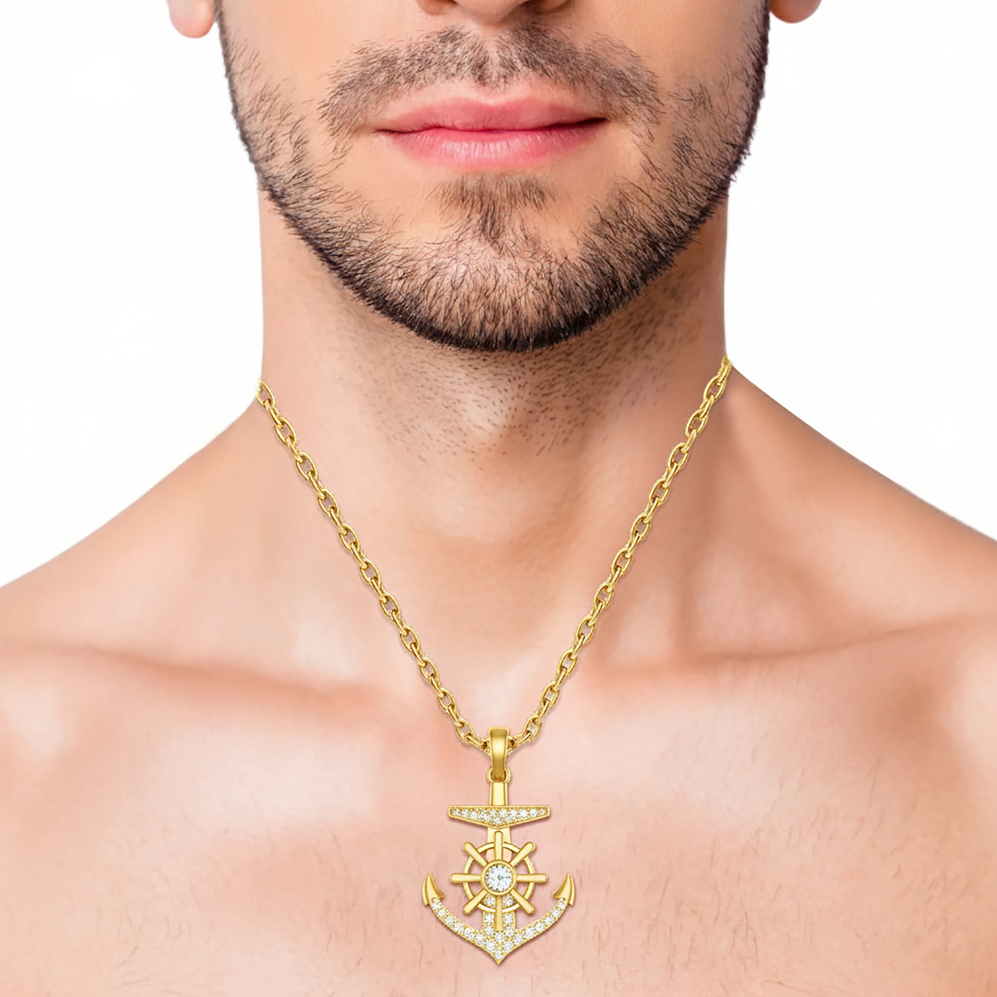 Men's Nautical Pendant with American Diamond